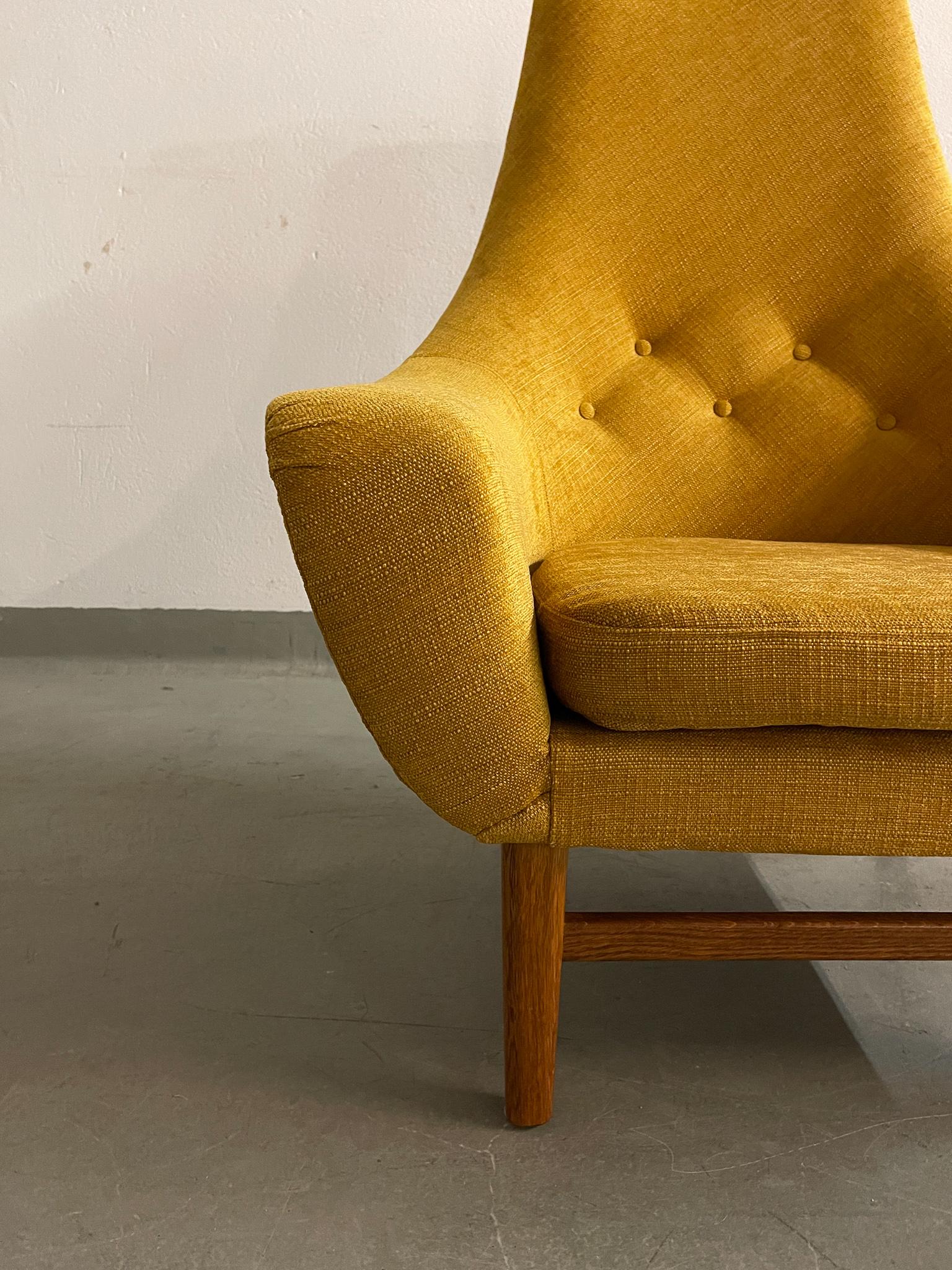 Teak Midcentury Mustard Colored Lounge Chair S.M. Wincrantz, Sweden