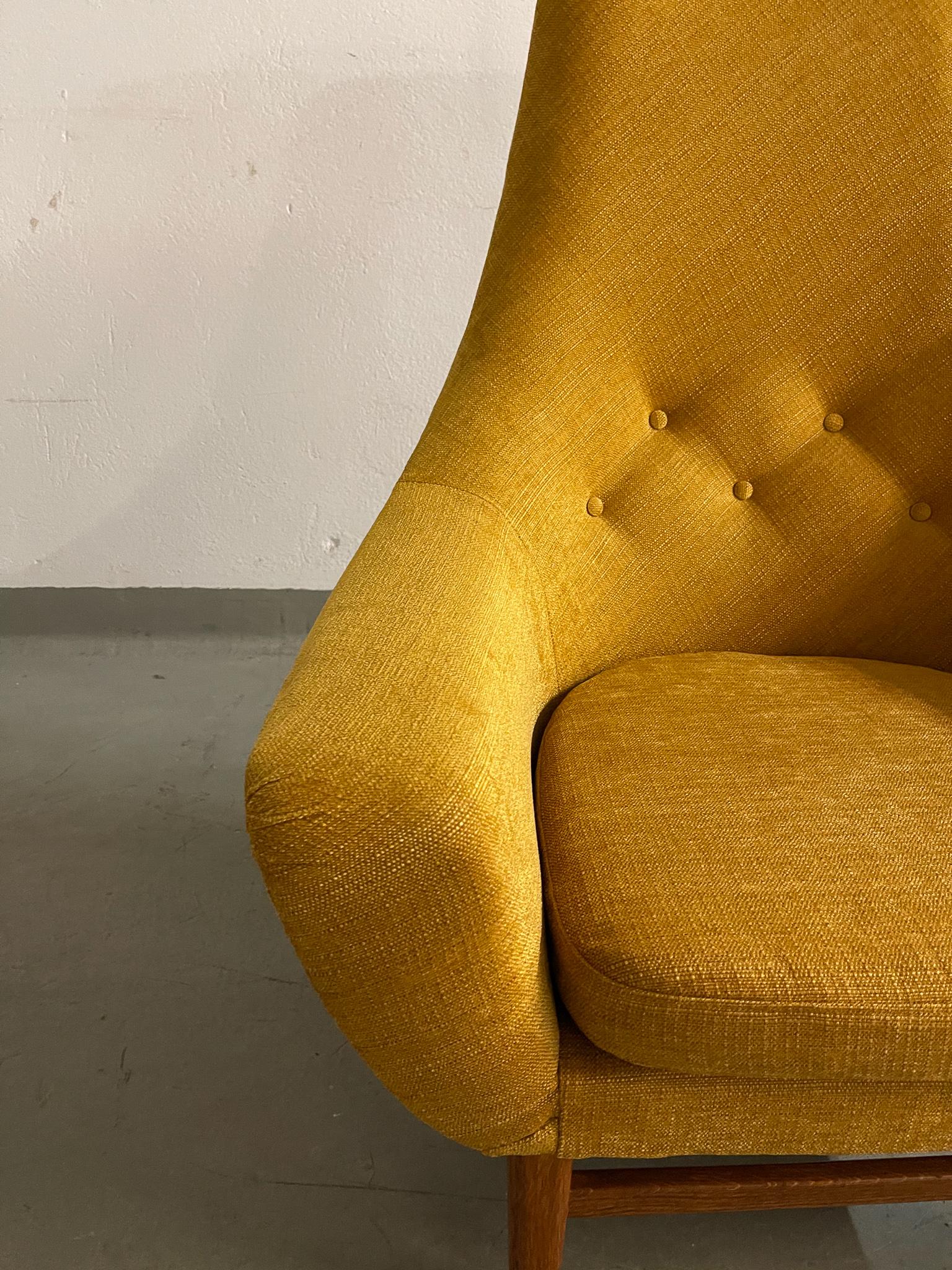 Midcentury Mustard Colored Lounge Chair S.M. Wincrantz, Sweden 1