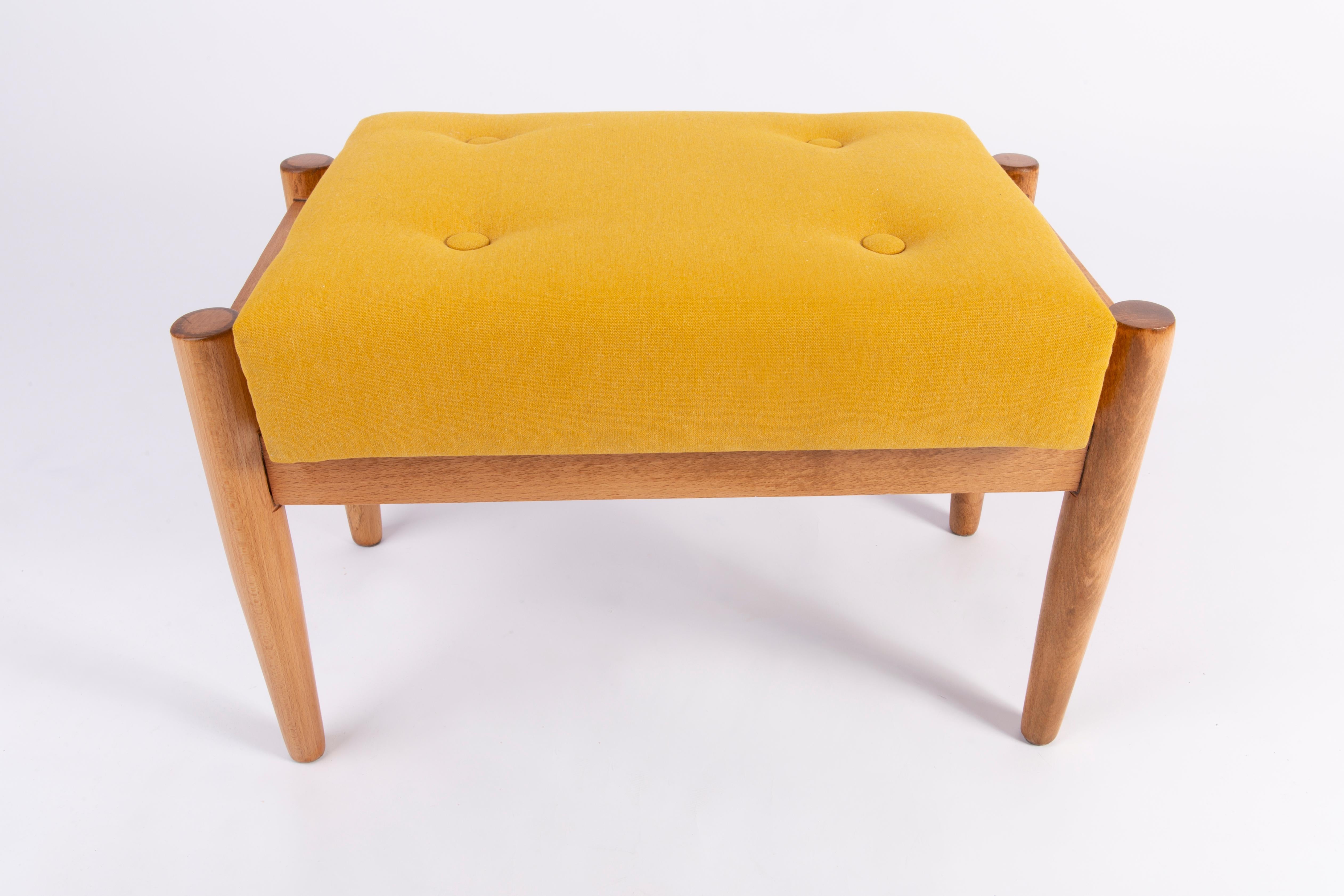 Hand-Crafted Midcentury Mustard Yellow Vintage Stool, Edmund Homa, 1960s For Sale