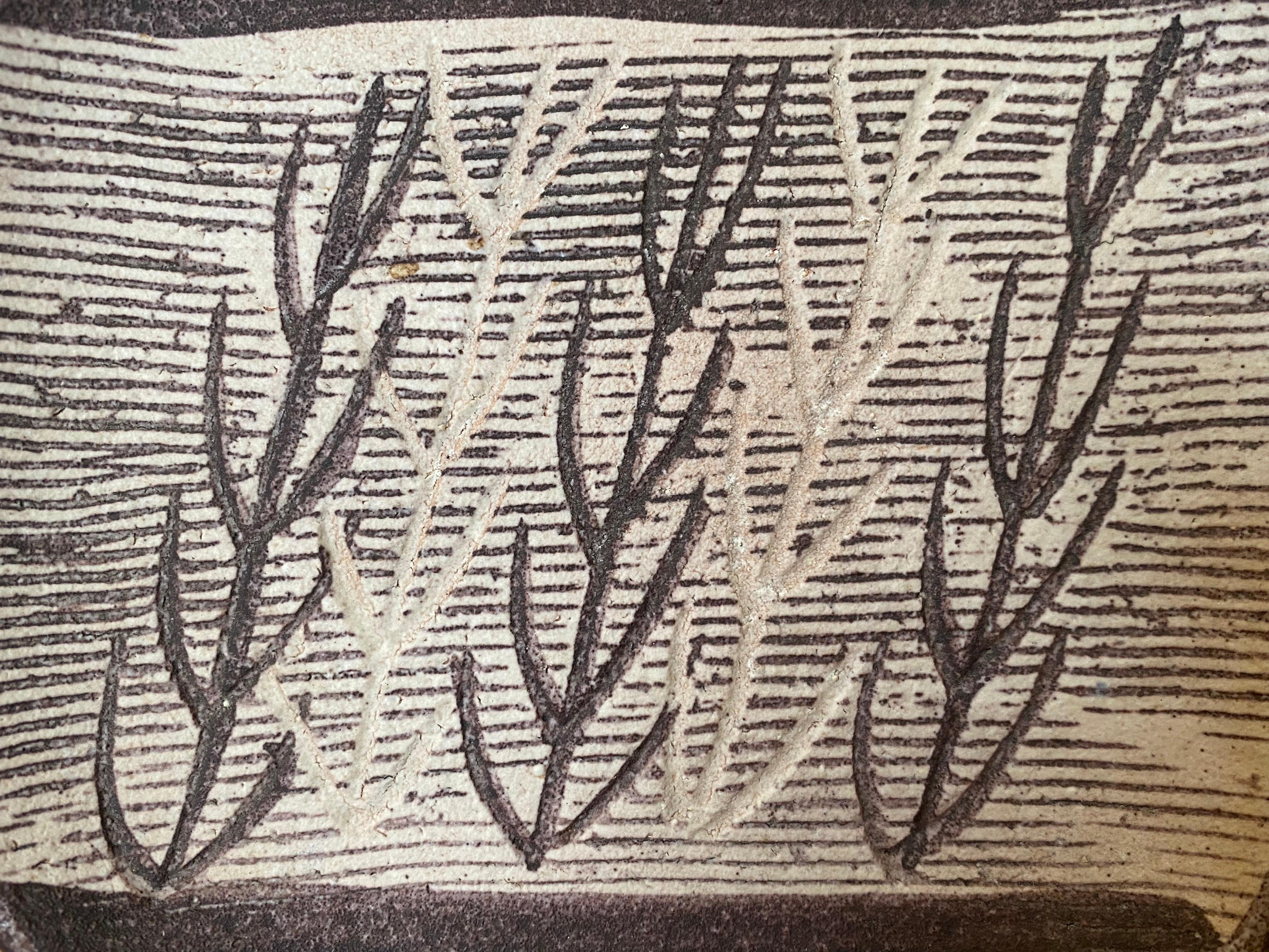 Mid-Century Modern Midcentury Nancy Wickham Boyd Stoneware Plate with Branch Design For Sale