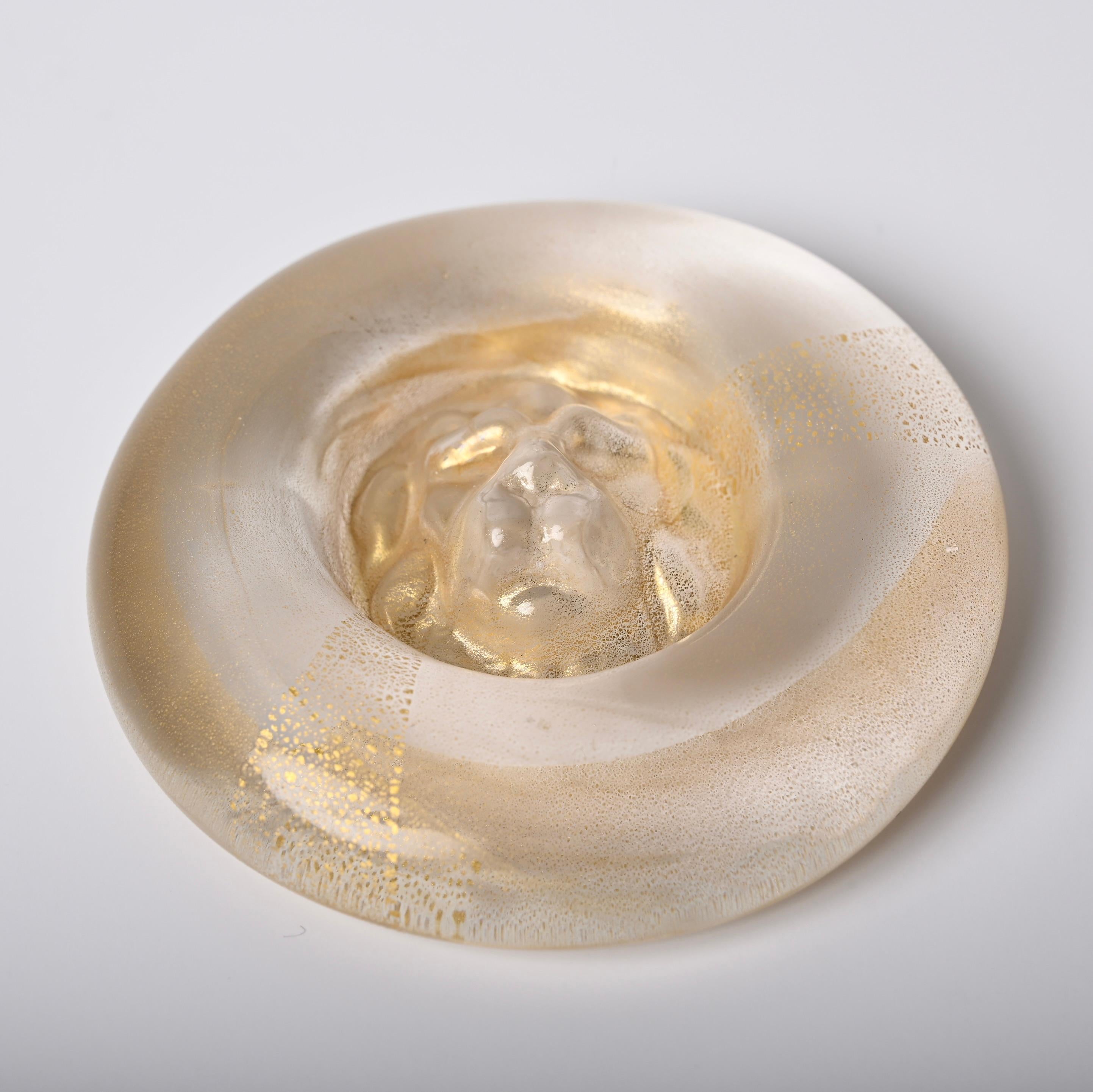 Midcentury Nason Italian Murano Gold Crystal Glass Lion-Shaped Paperweight 1970s 7