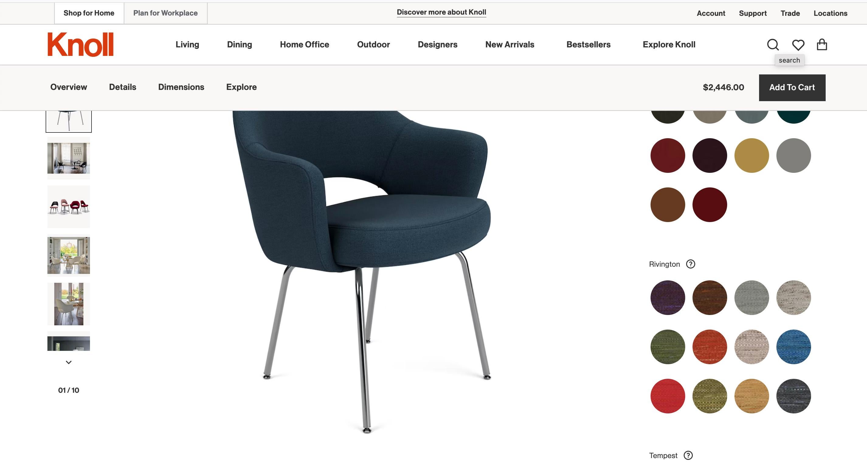 Midcentury Navy Blue Wool Upholstered Eero Saarinen Knoll Armchairs, Pair For Sale 4