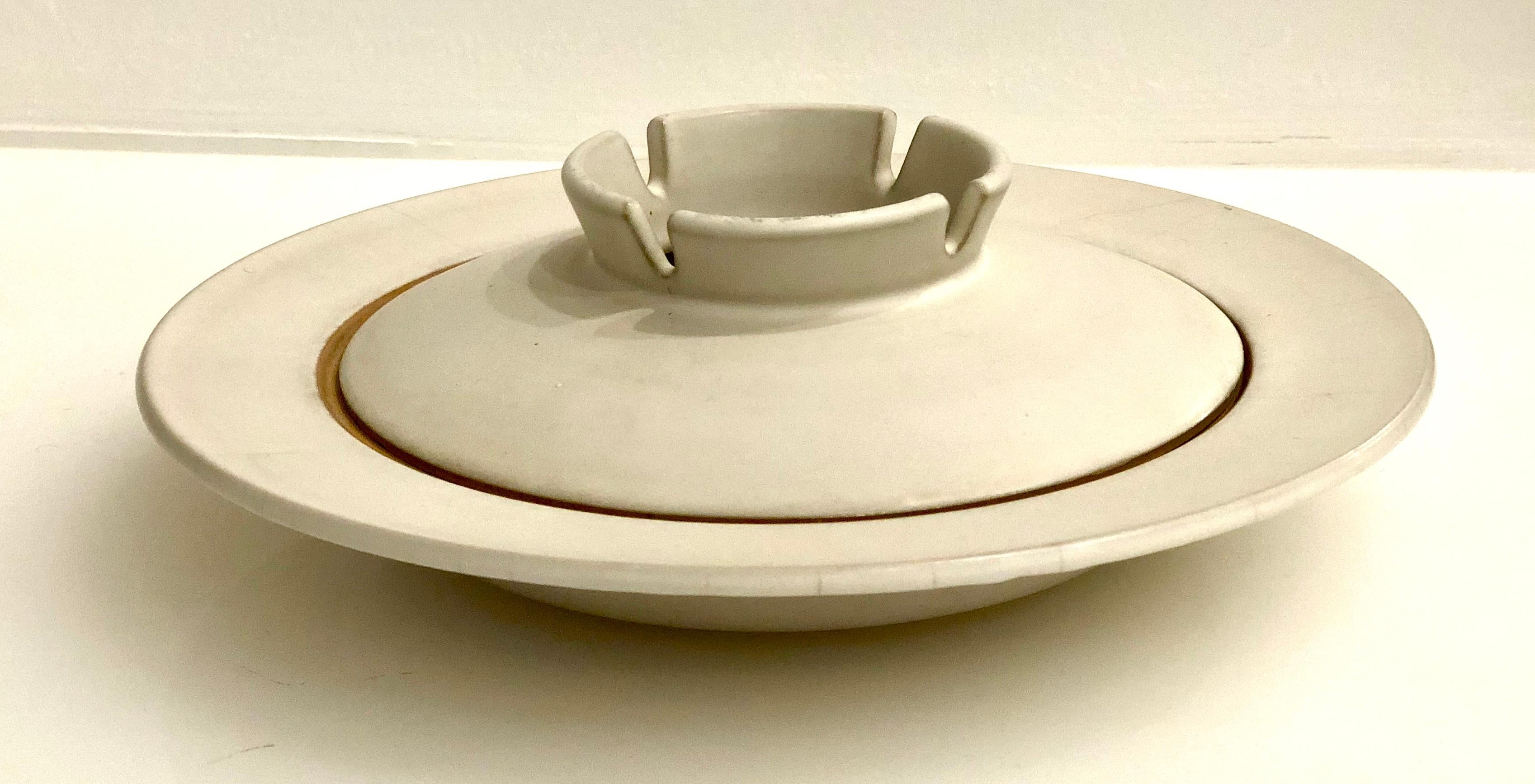 Japanese Midcentury Nelson Stoneware Large Ceramic Ashtray