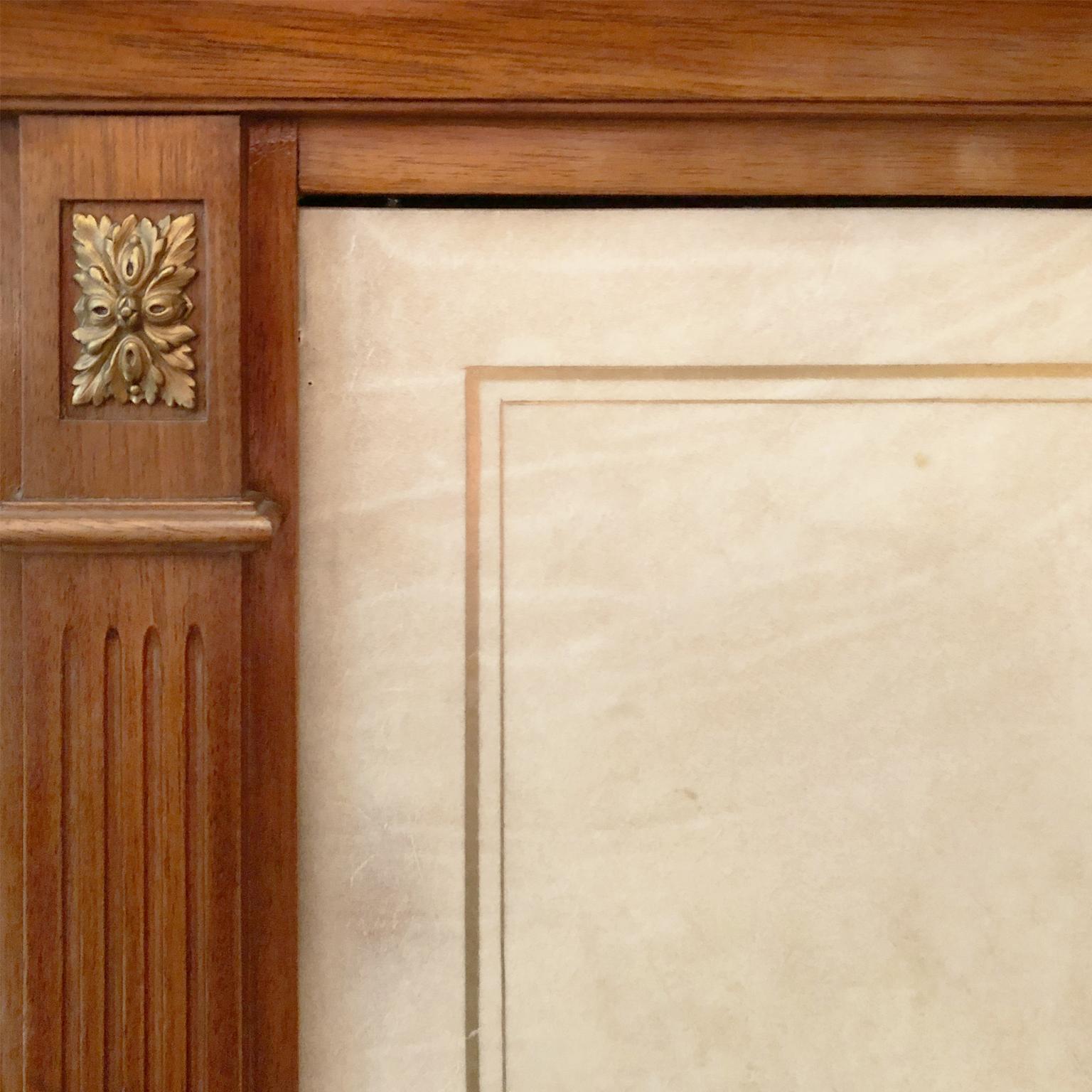 French Midcentury Neoclassical Bar Cabinet with Parchment Doors