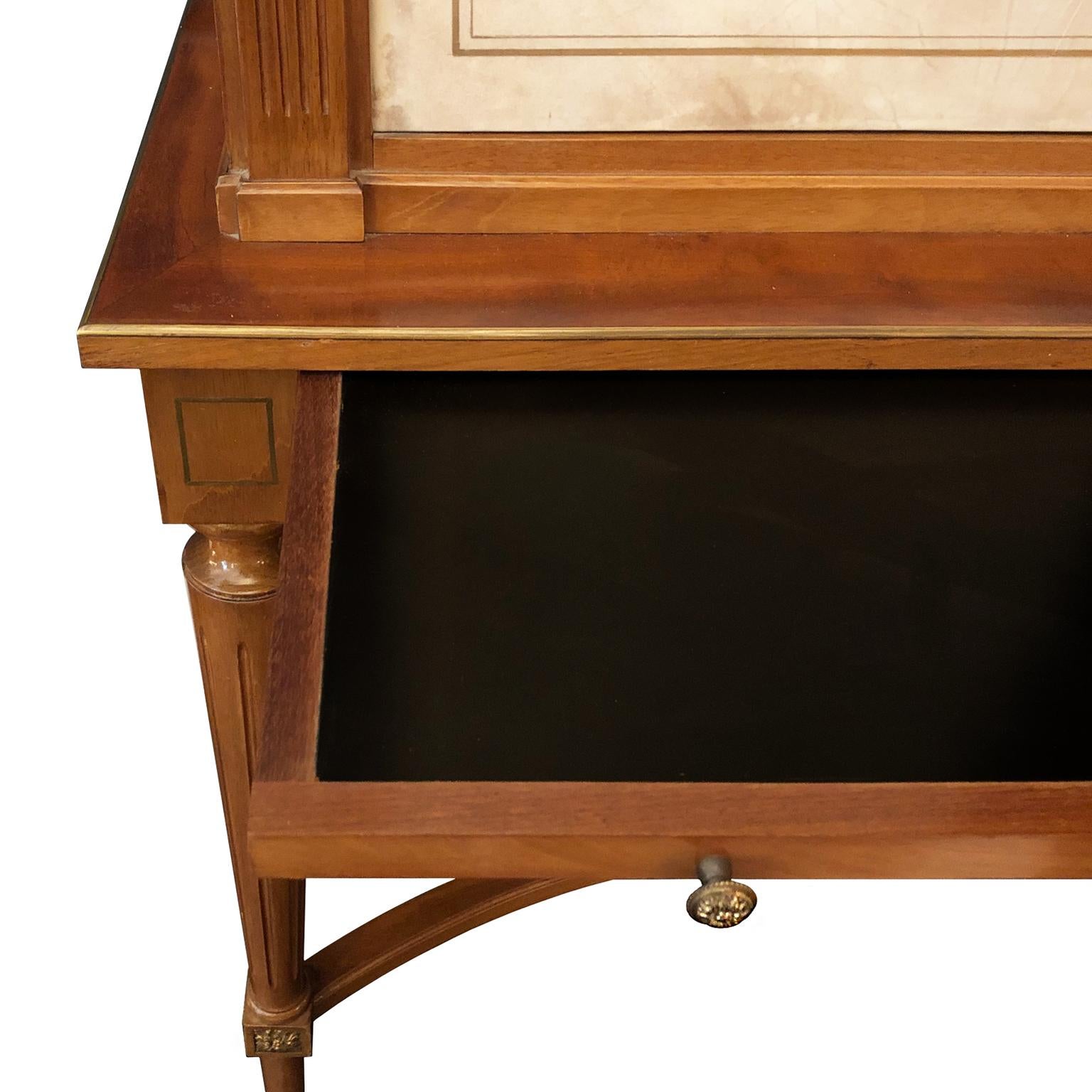 20th Century Midcentury Neoclassical Bar Cabinet with Parchment Doors