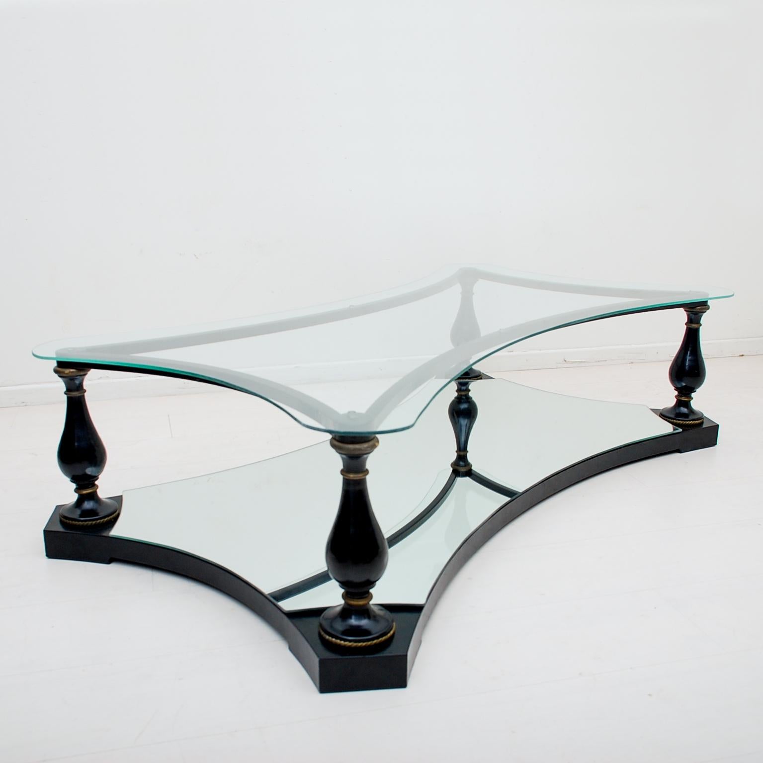 Mid-20th Century Midcentury Neoclassical Black Iron Brass and Glass Coffee Table by Arturo Pani