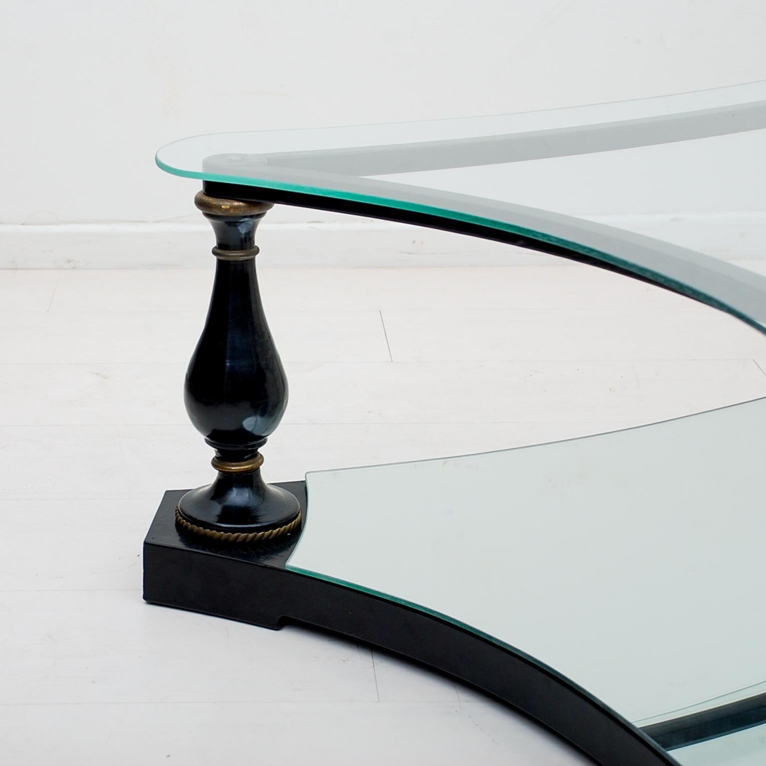 Midcentury Neoclassical Black Iron Brass and Glass Coffee Table by Arturo Pani 2