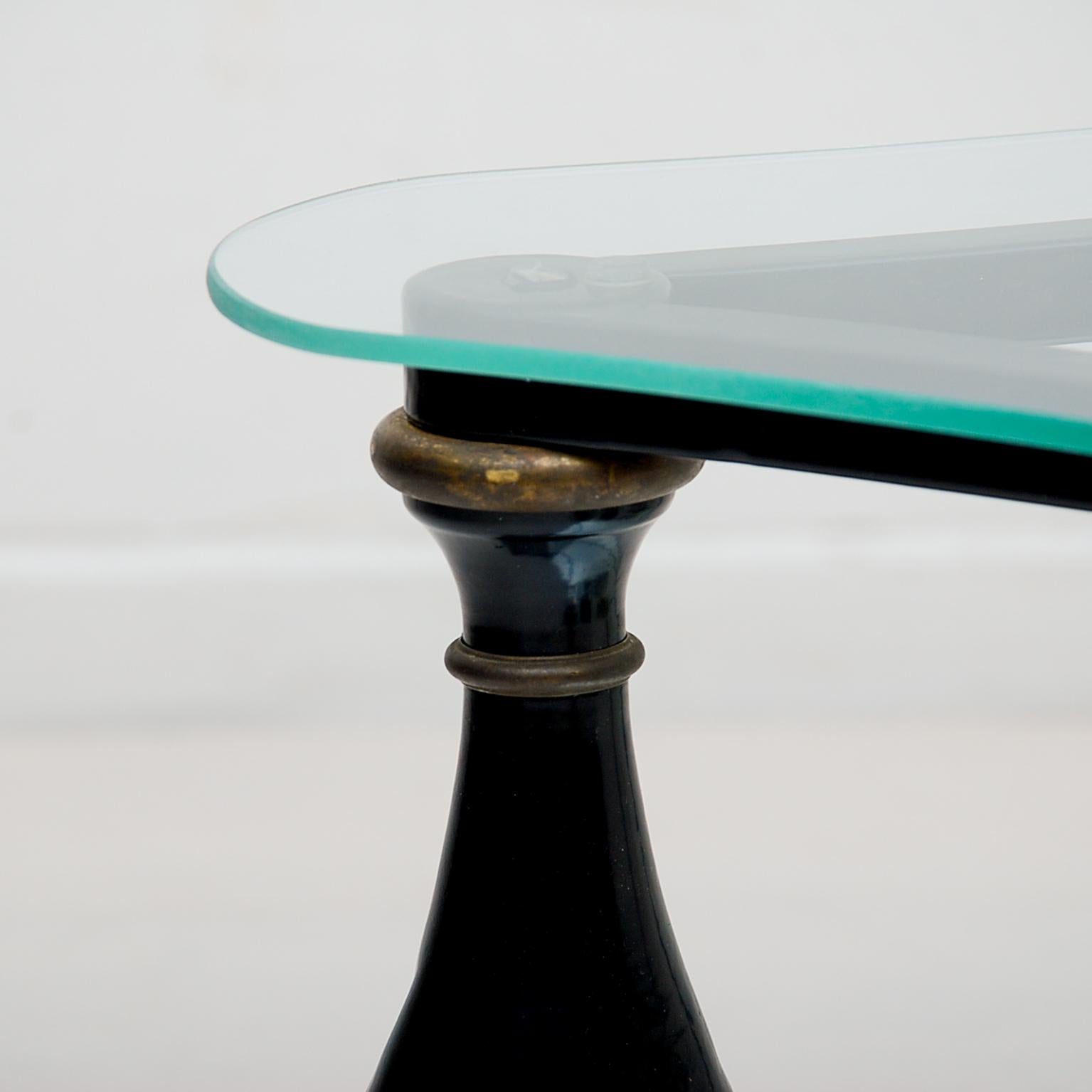 Midcentury Neoclassical Black Iron Brass and Glass Coffee Table by Arturo Pani 3