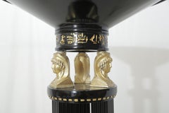 Midcentury Neoclassical Egyptian Style Black Lacquered Metal Floor Lamp