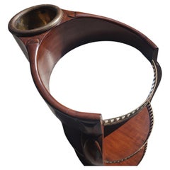 Midcentury Neoclassical Mahogany & Marble Bar Cart Wine Trolley Champagne Bucket