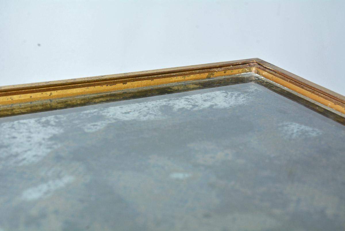 20th Century Midcentury Neoclassical Style Brass and Mirrored Side Table