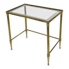 Midcentury Neoclassical Style Brass and Mirrored Side Table Midcentury Neoclassical Style Brass and Mirrored Side Table