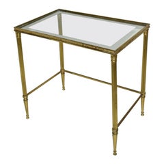 Midcentury Neoclassical Style Brass and Mirrored Side Table