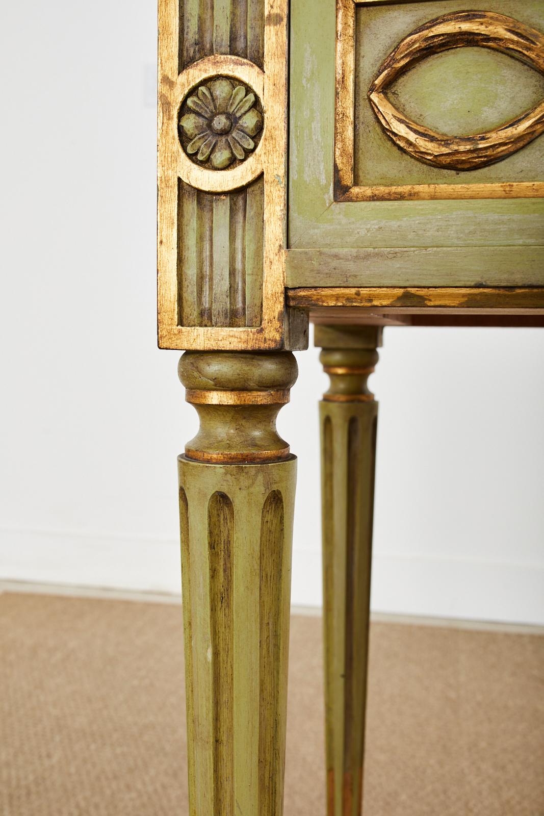 Mid-Century Neoclassical Style Lacquered Marble Top Console Table For Sale 8