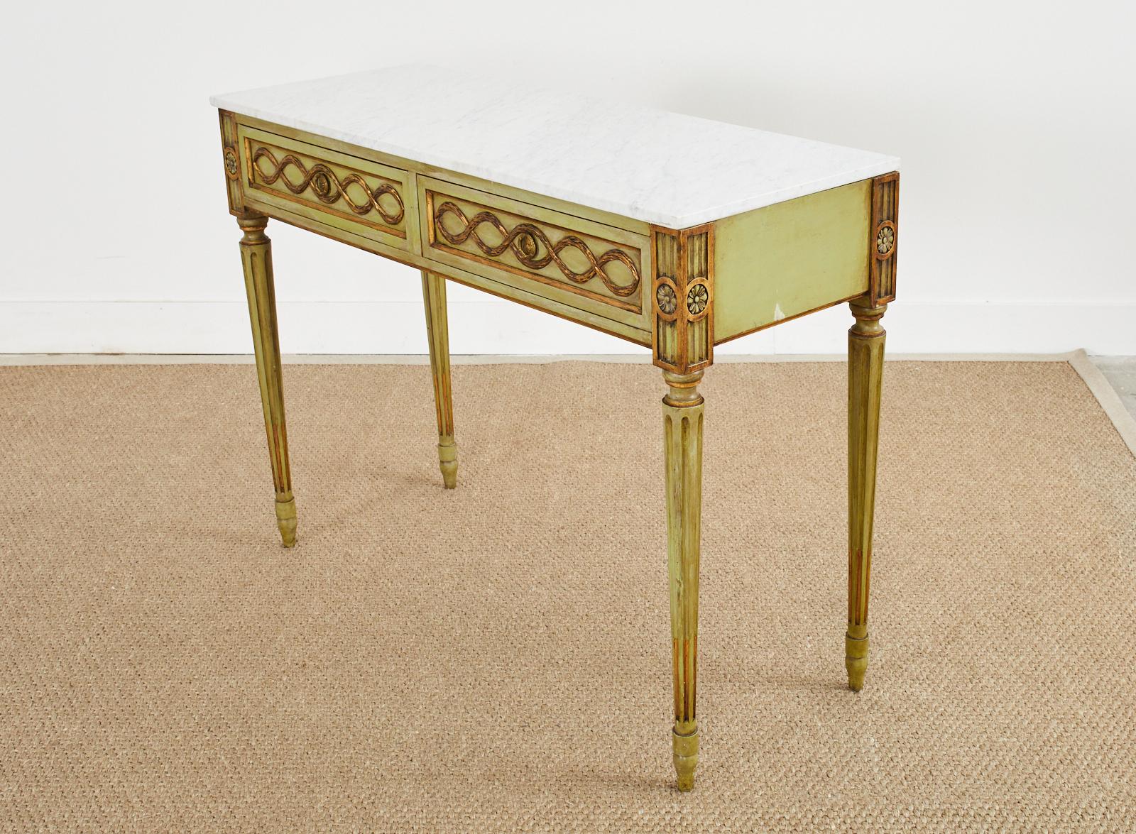 Mid-Century Neoclassical Style Lacquered Marble Top Console Table For Sale 10