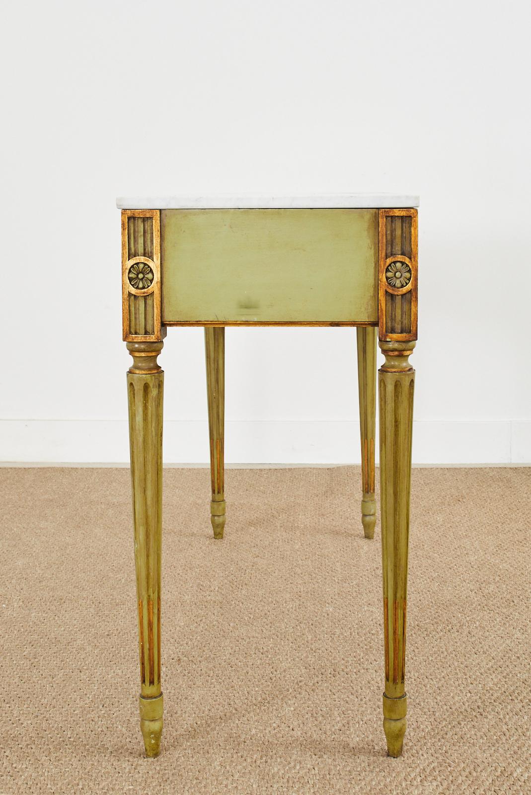 Mid-Century Neoclassical Style Lacquered Marble Top Console Table For Sale 11