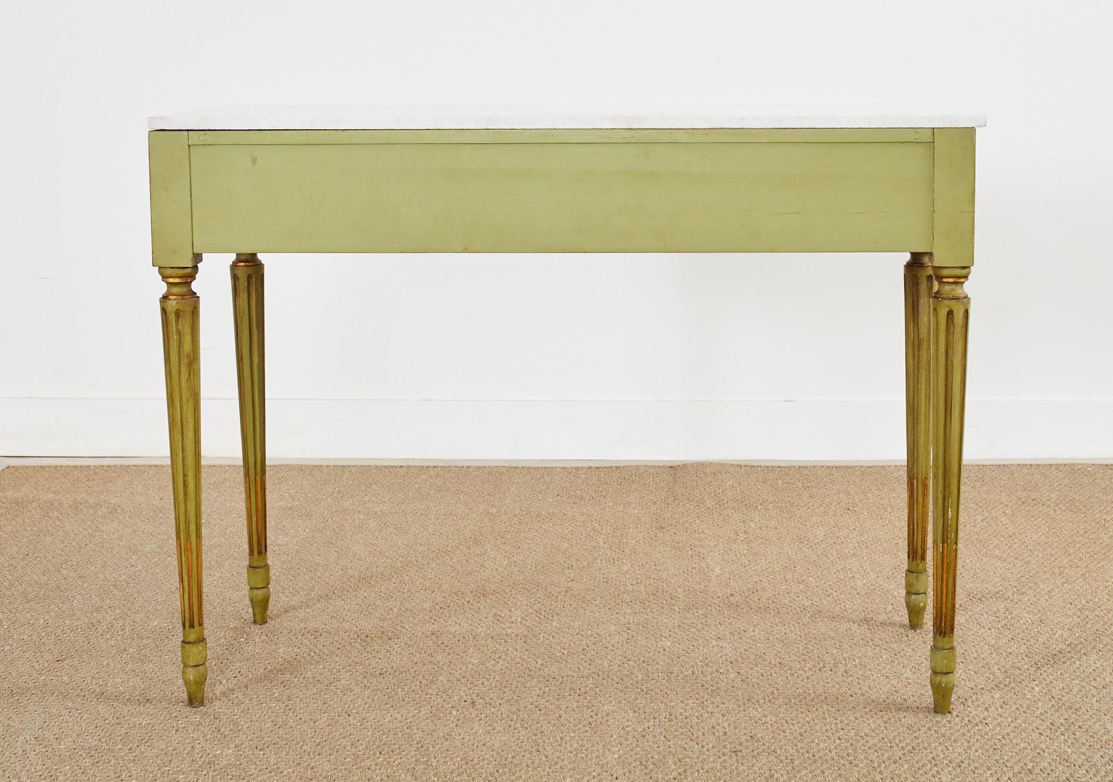 Mid-Century Neoclassical Style Lacquered Marble Top Console Table For Sale 13