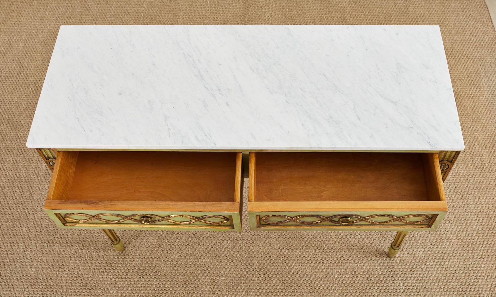 Mid-Century Neoclassical Style Lacquered Marble Top Console Table For Sale 2