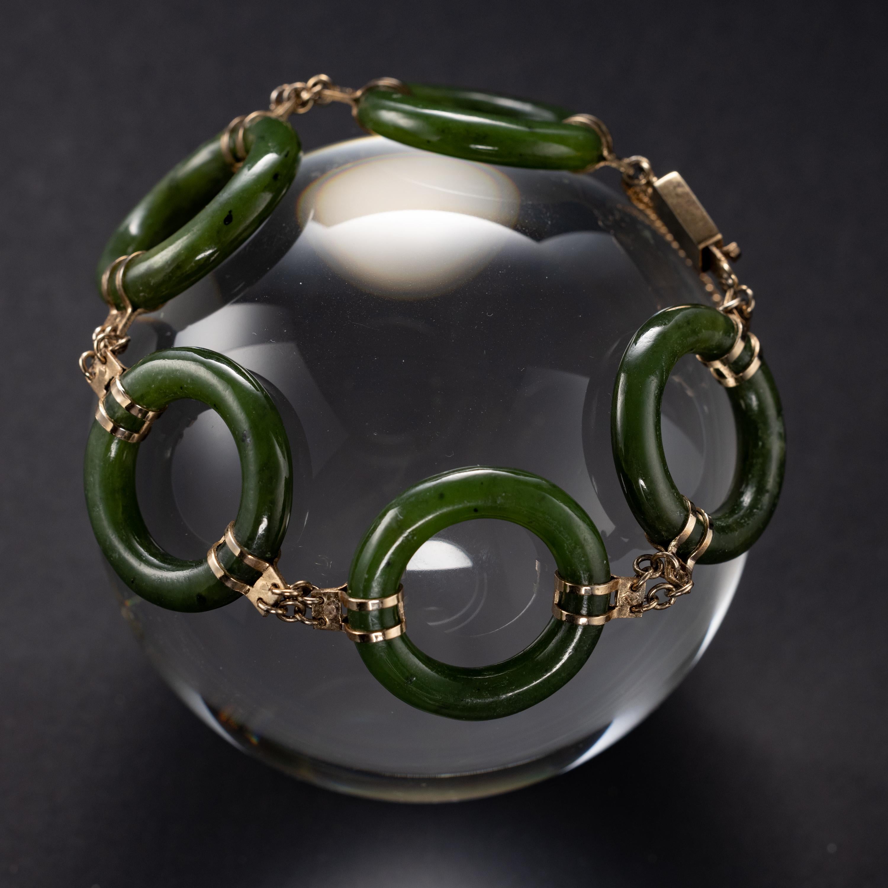 Modernist Midcentury Nephrite Jade Bracelet