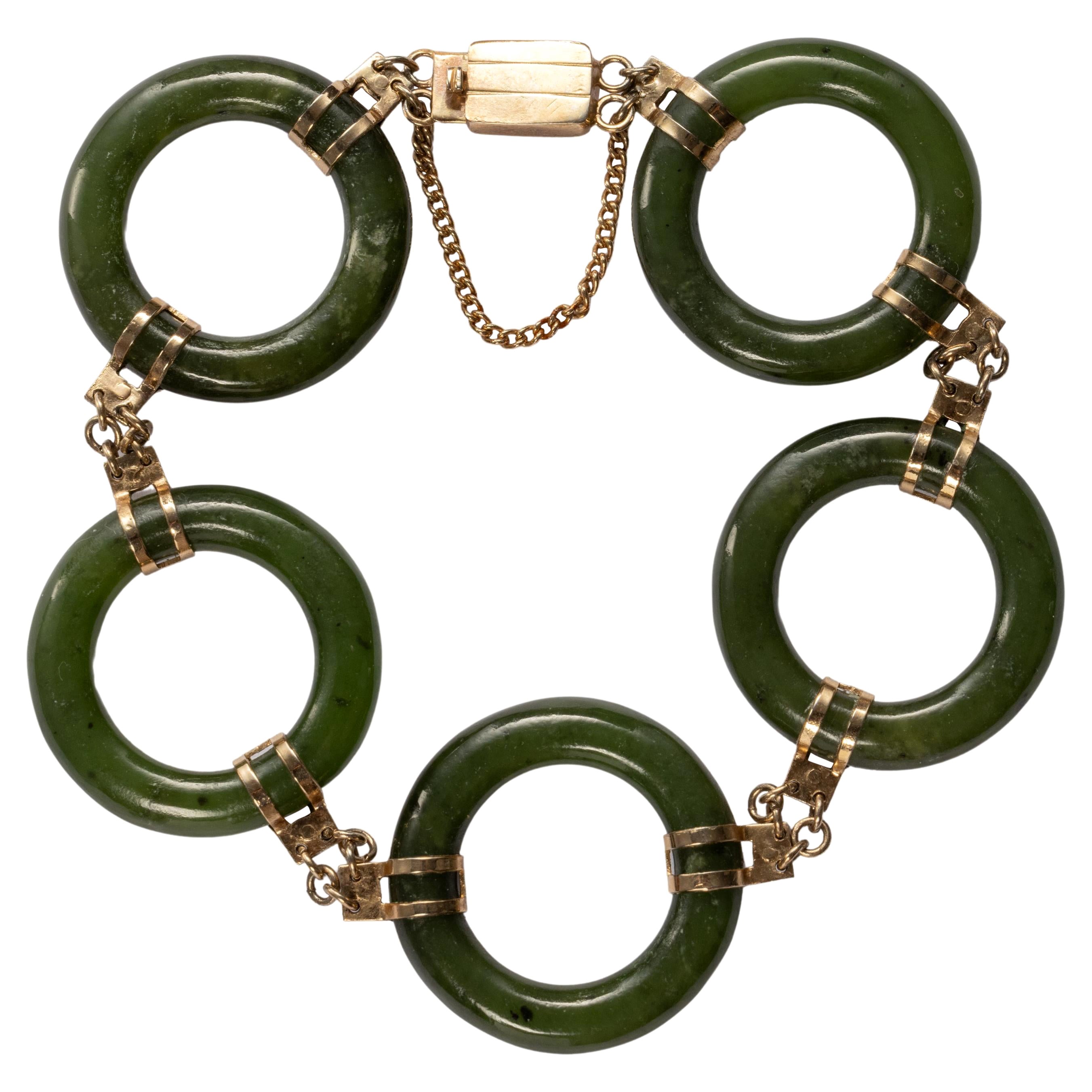 Midcentury Nephrite Jade Bracelet