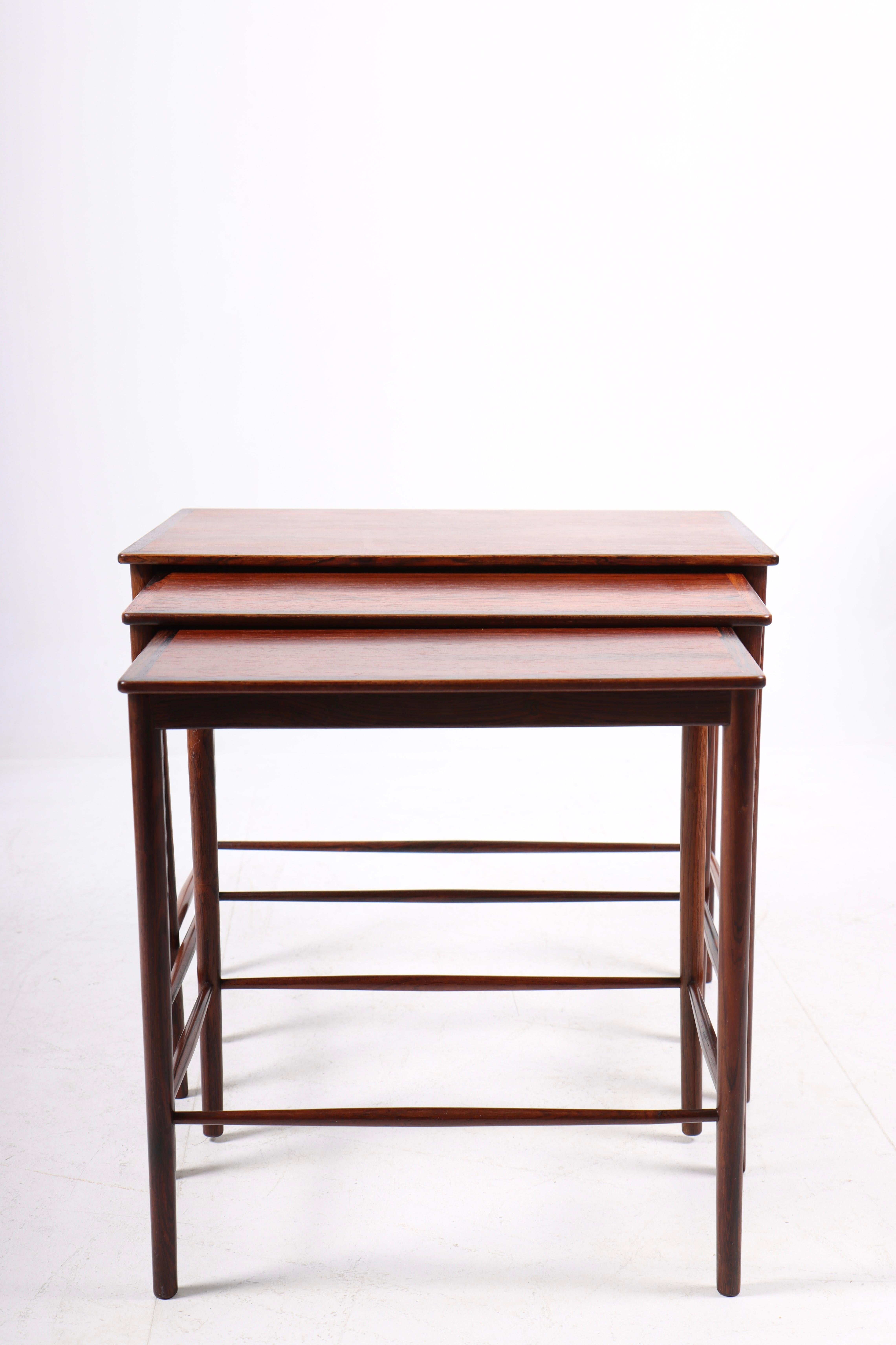 Scandinavian Modern Midcentury Nesting Table in Rosewood Designed by Grethe Jalk, 1950s For Sale