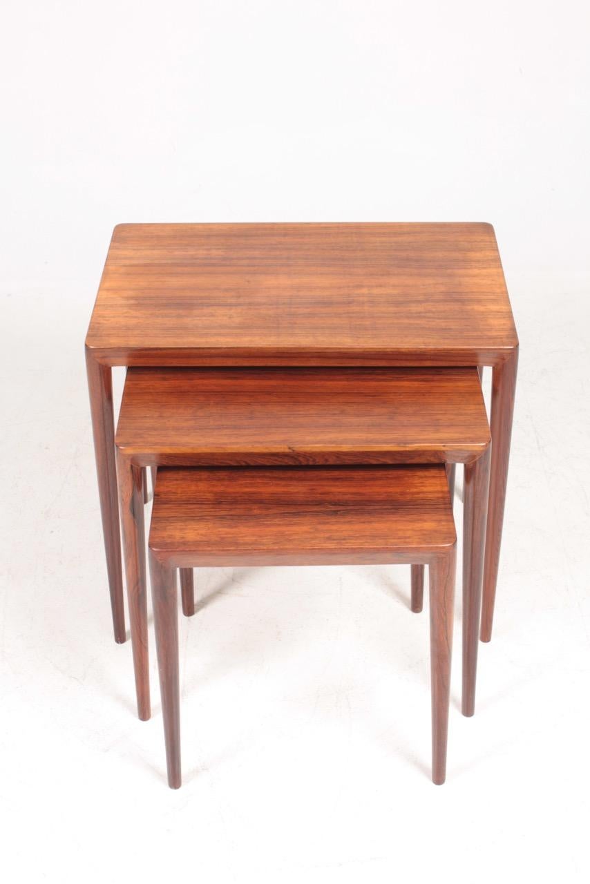 Midcentury Nesting Tables in Rosewood by Erik Risager Hansen, 1960s In Good Condition In Lejre, DK