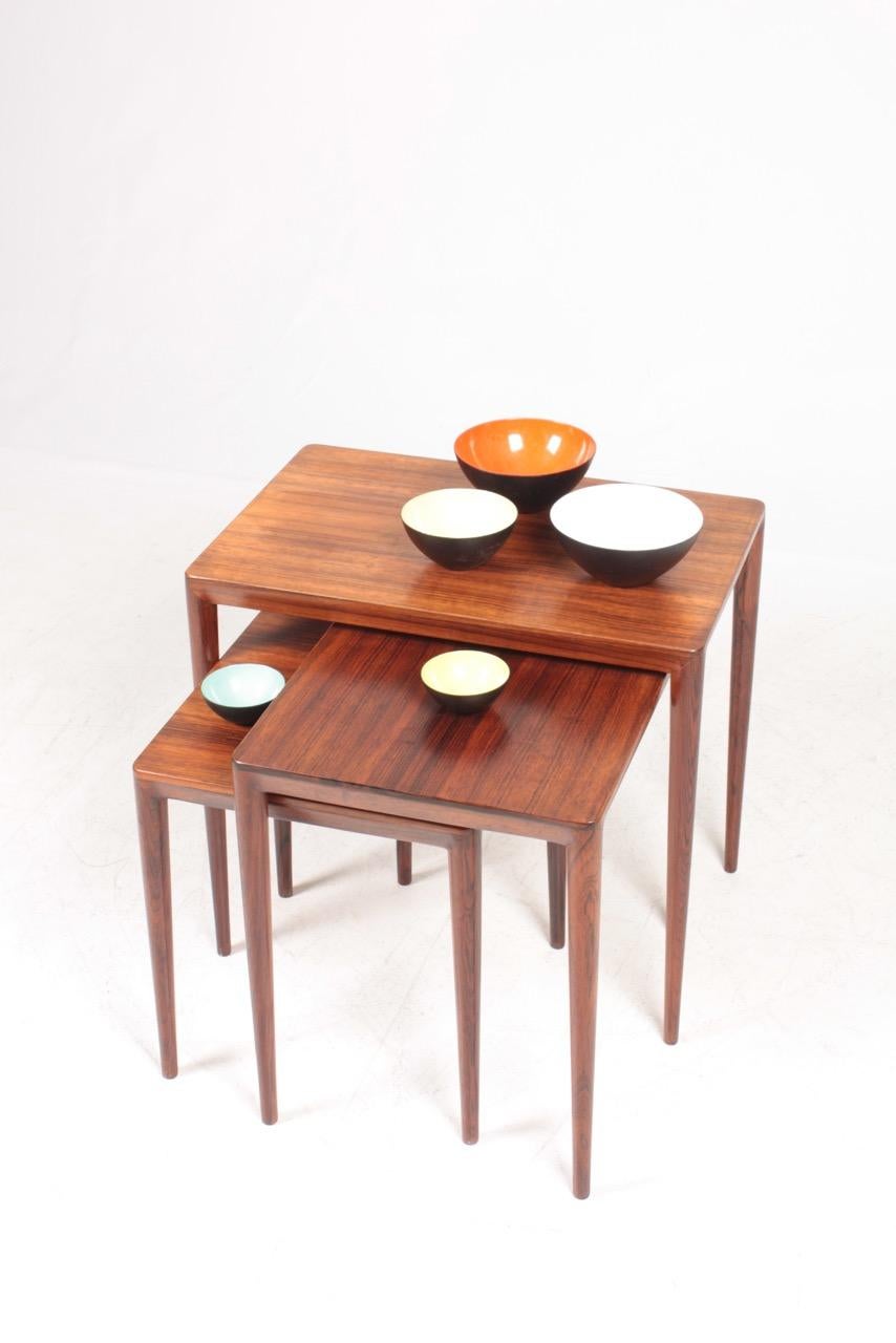 Set of nesting tables in rosewood designed by Erik Risager Hansen and made by Haslev Furniture Denmark - Great original condition.