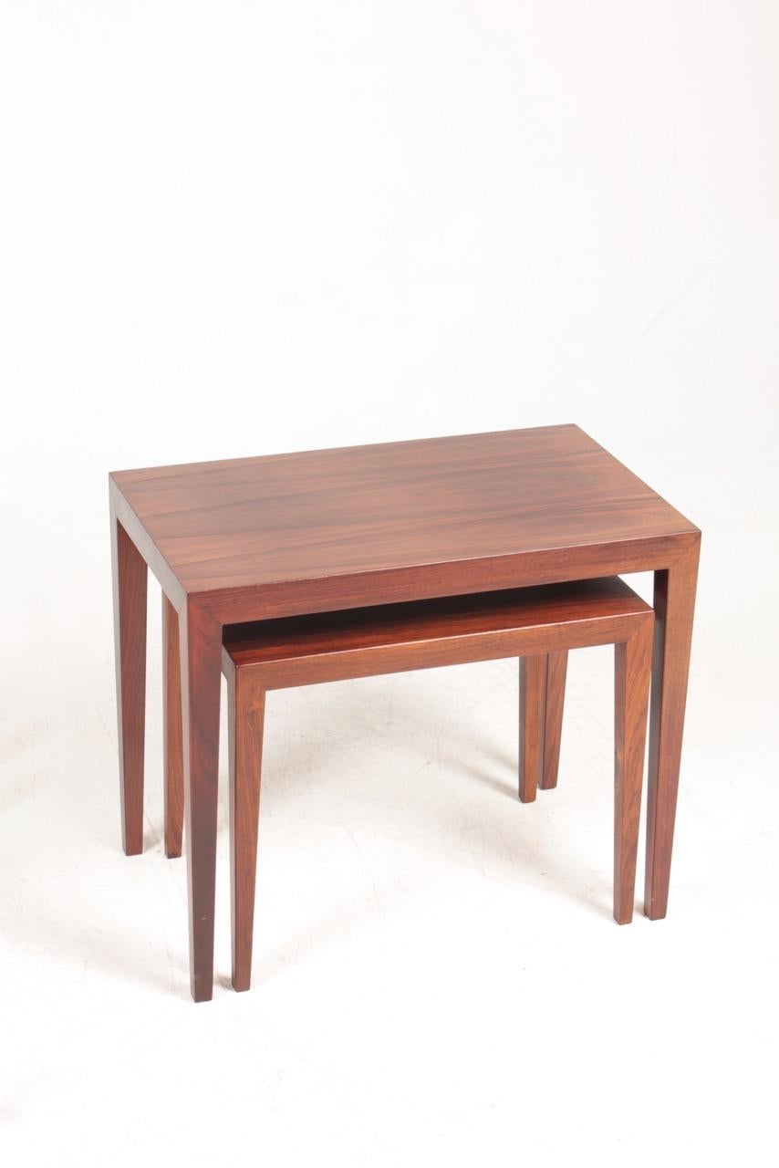 Midcentury Nesting Tables in Rosewood by Severin Hansen, 1960s In Good Condition For Sale In Lejre, DK