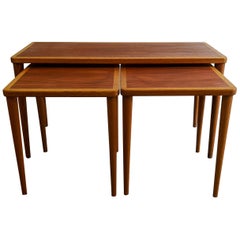 Midcentury Nesting Tables Teak and Oak, Denmark, 1960s