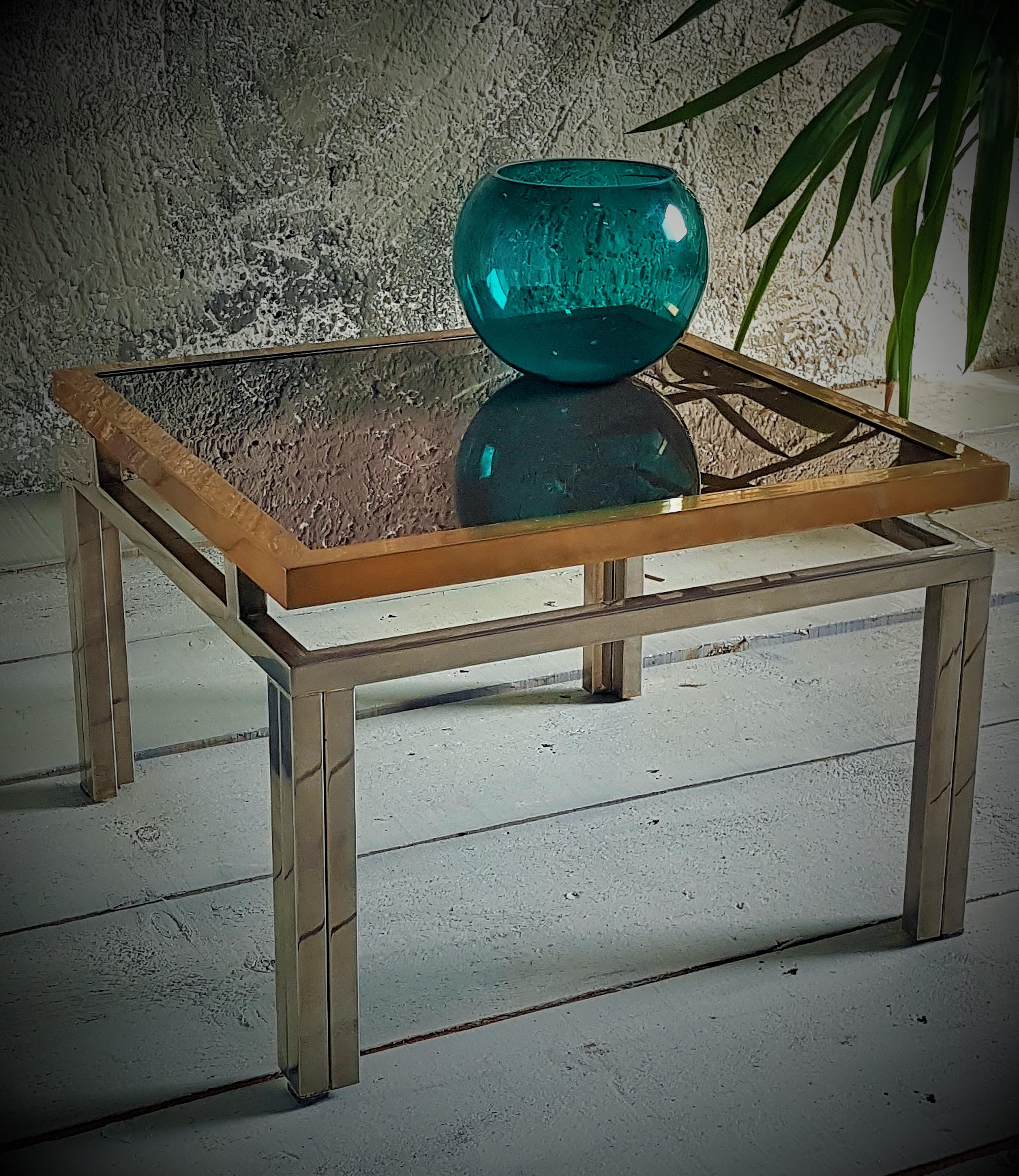 MidCentury Nickel and Brass Side Table by Lefevre for Maison Jansen, France 1970 In Good Condition For Sale In Saarbruecken, DE