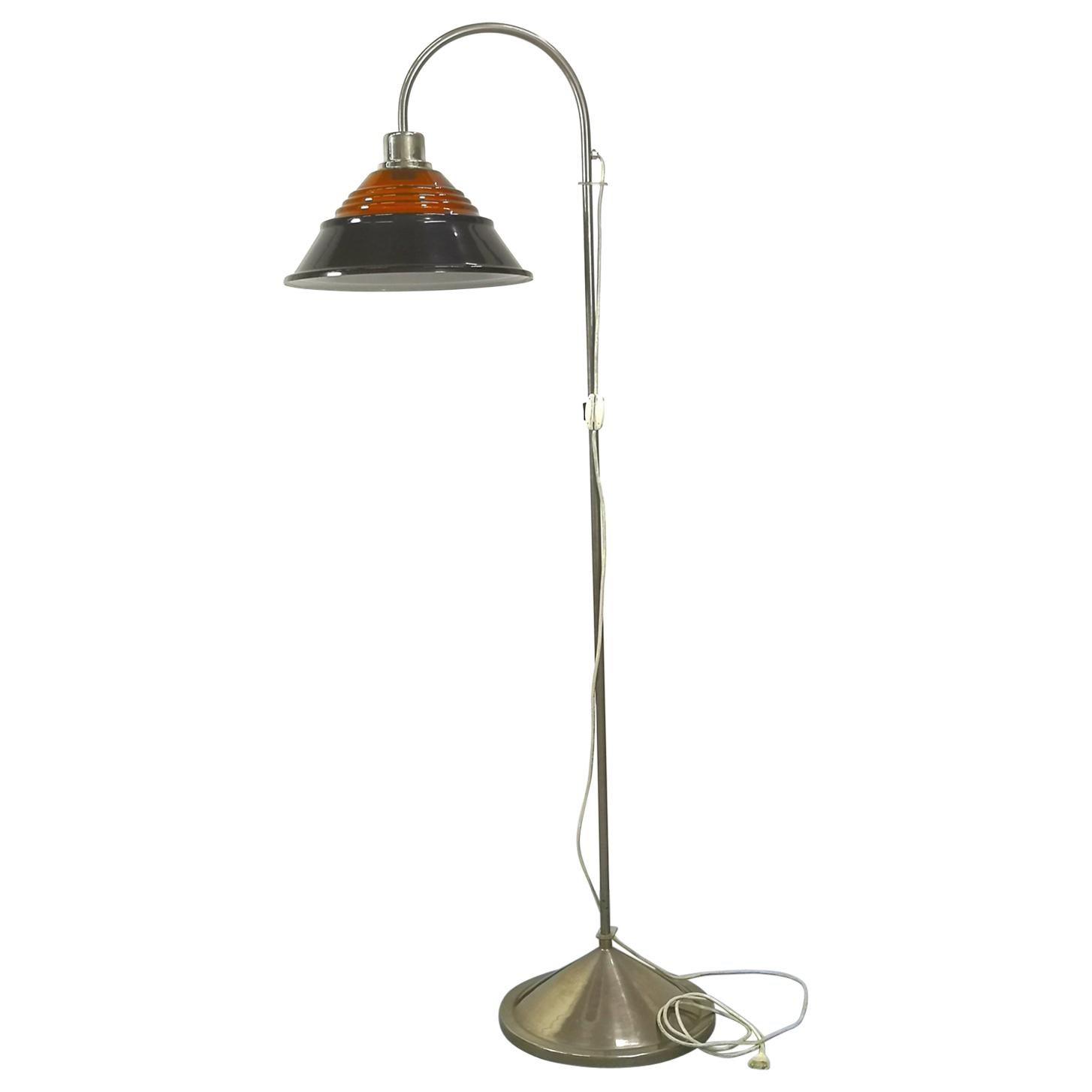 Midcentury Nickel-Plated Floor Lamp with Amber Glass Head For Sale at  1stDibs