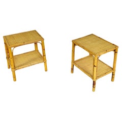 Midcentury Night Stands Bamboo Bedroom Furniture Italian Design 1960s Set of 2