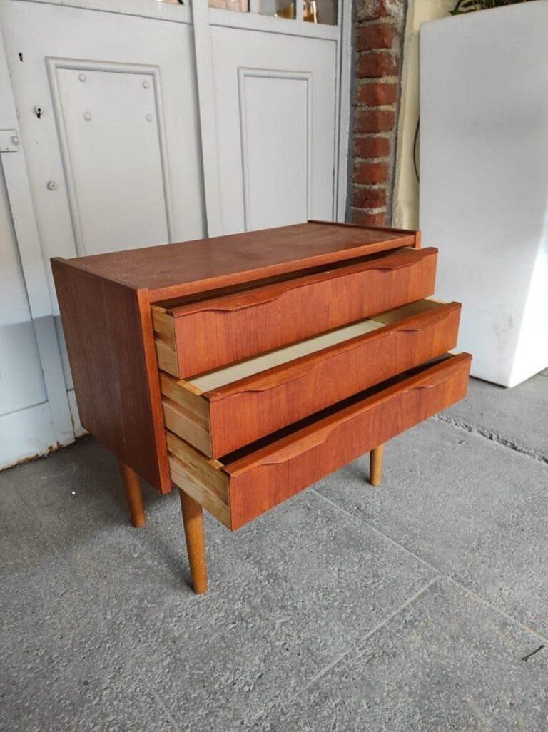 Danish Midcentury Nightstand in Teak Wood Brown, Denmark, 1960