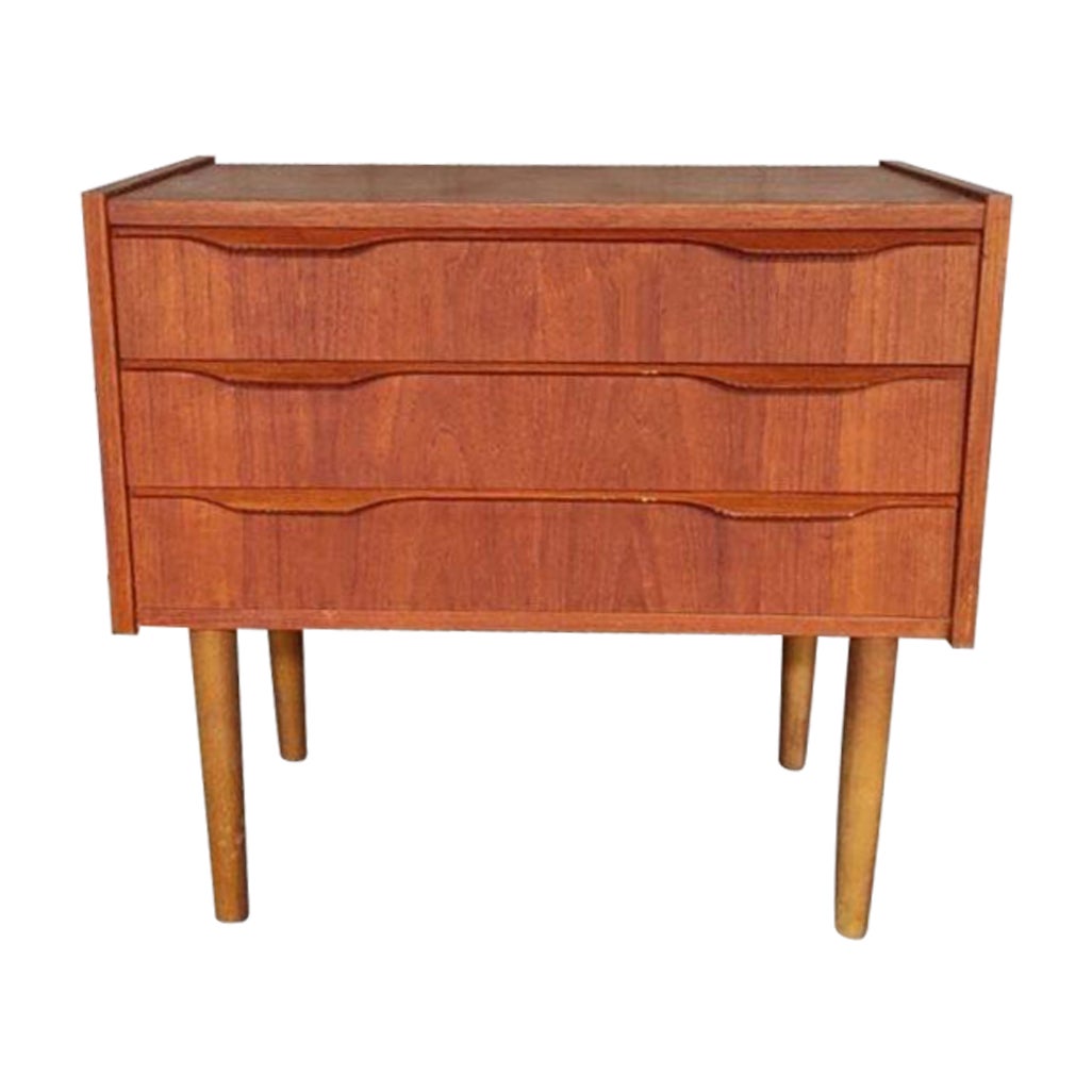 Midcentury Nightstand in Teak Wood Brown, Denmark, 1960