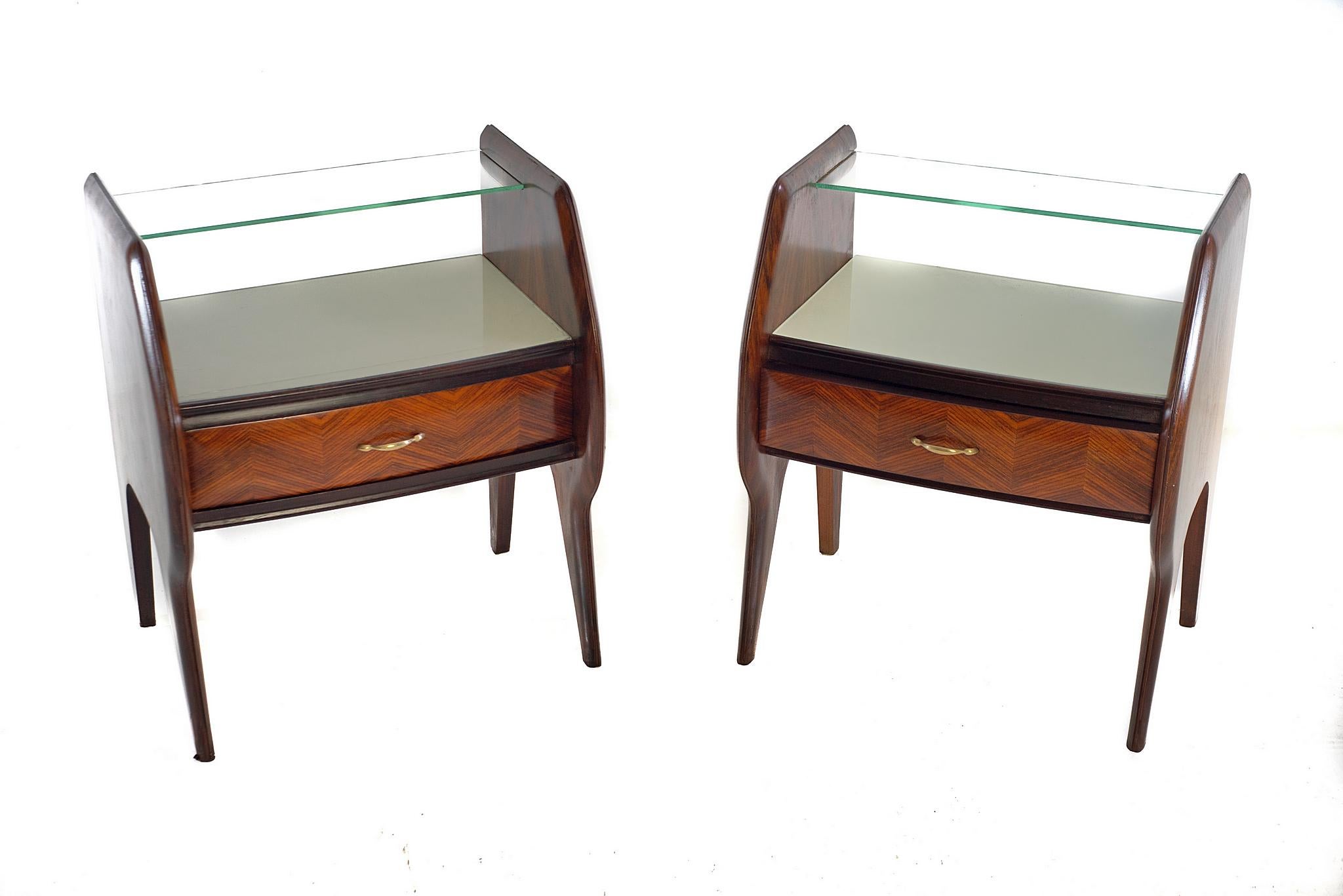 Mid-20th Century Midcentury Italian Nightstands in the manner of Vittorio Dassi For Sale