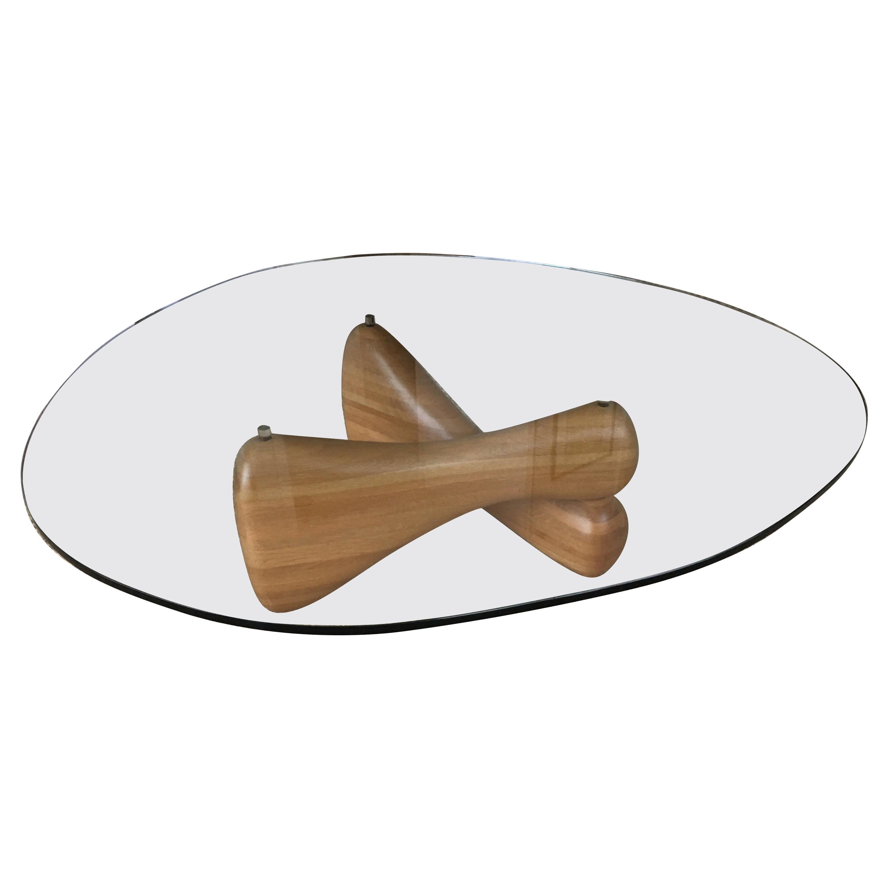 Midcentury Noguchi Style Biomorphic Glass Coffee Table