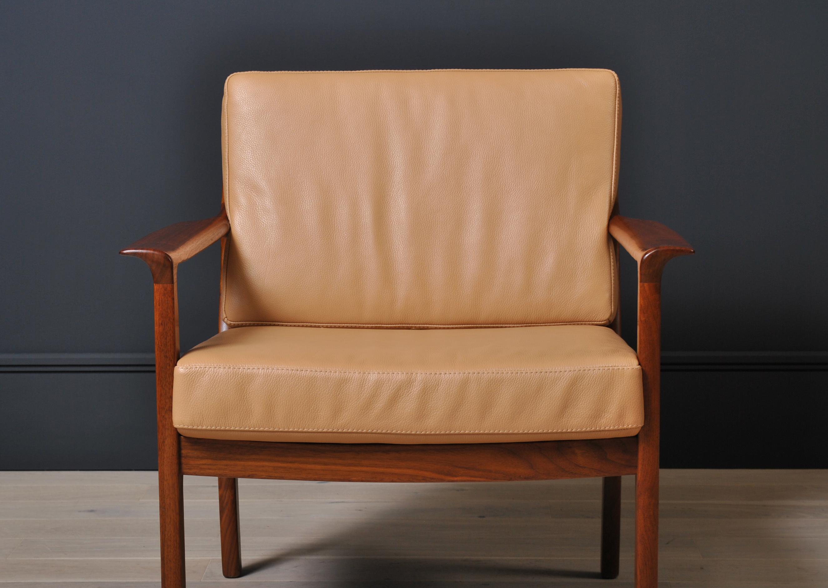 Scandinavian Midcentury Nordic Lounge Chairs, Teak & Leather