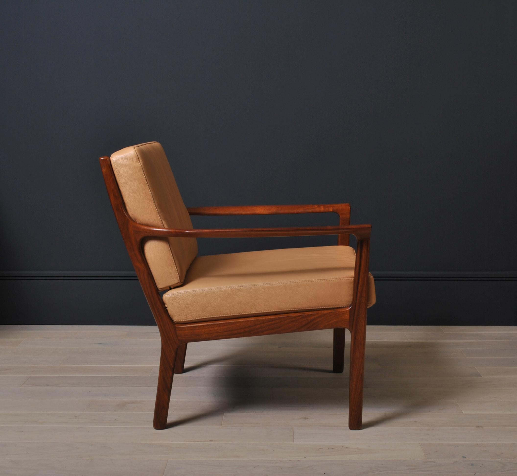 20th Century Midcentury Nordic Lounge Chairs, Teak & Leather
