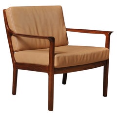 Midcentury Nordic Lounge Chairs, Teak & Leather