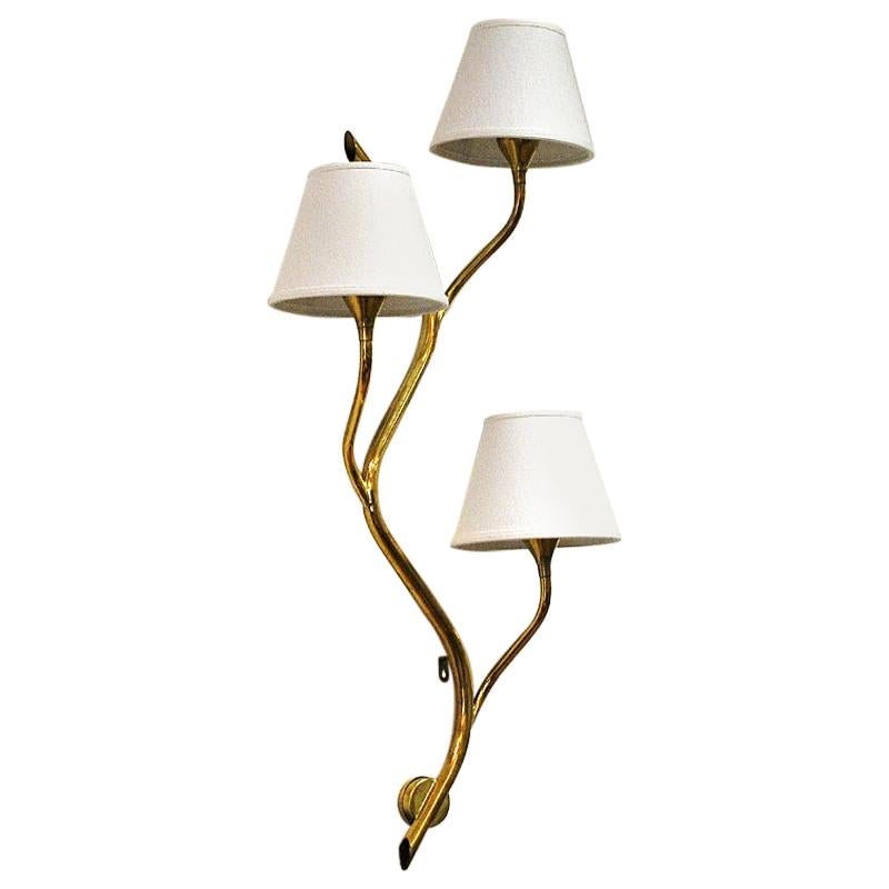 Midcentury Norwegian Branch Brass Wall Lamp from Astra, 1950s