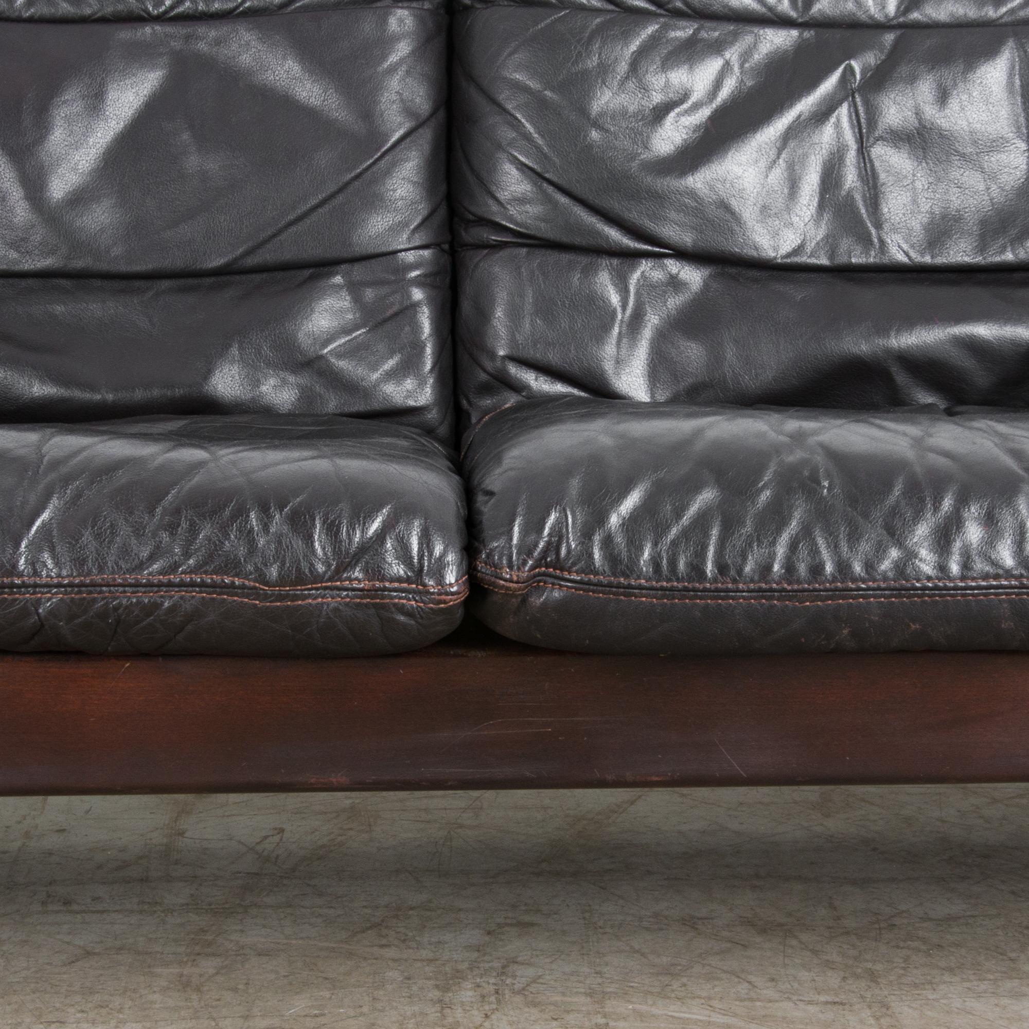 Midcentury Norwegian Leather Sofa and Armchair Set  5