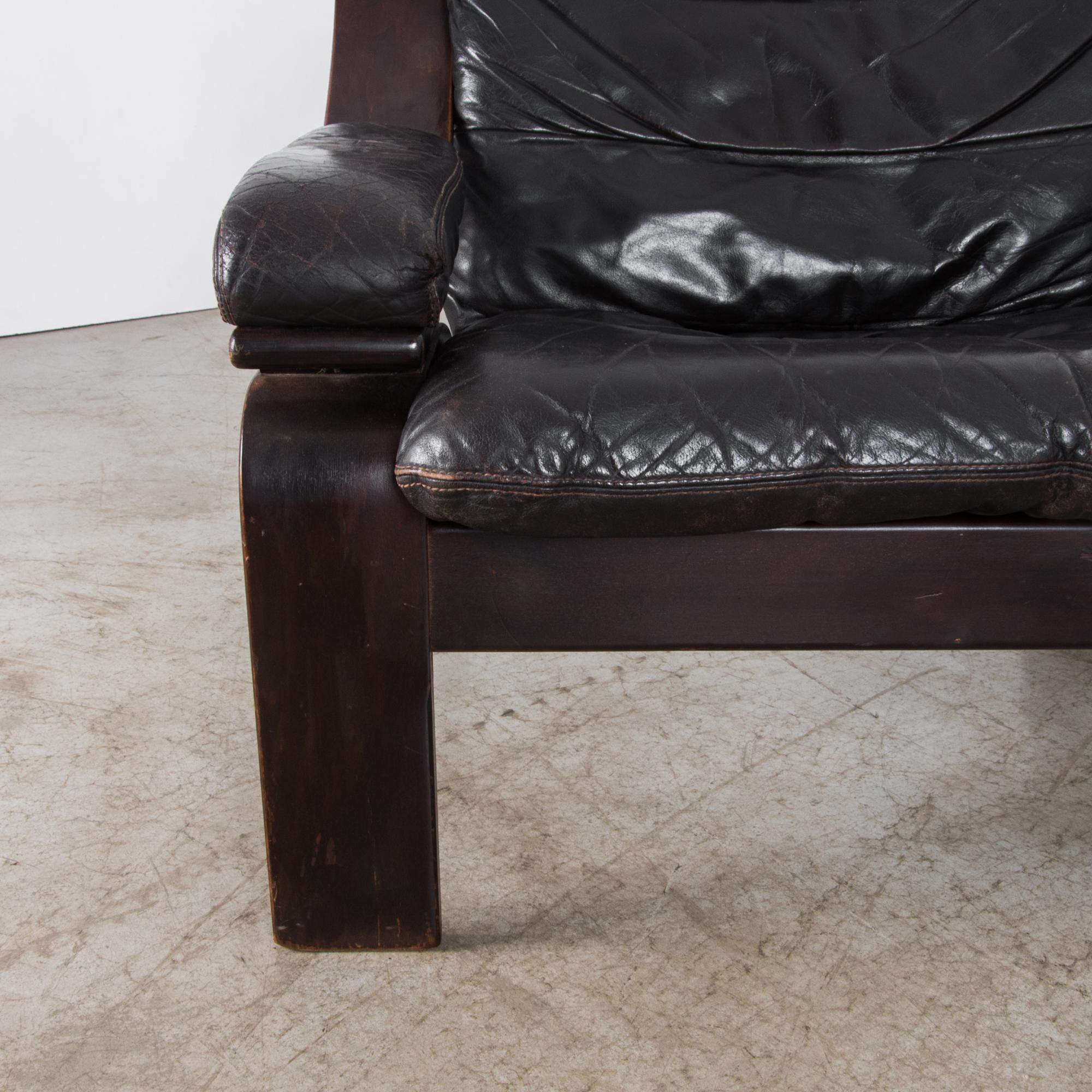 Midcentury Norwegian Leather Sofa and Armchair Set  6