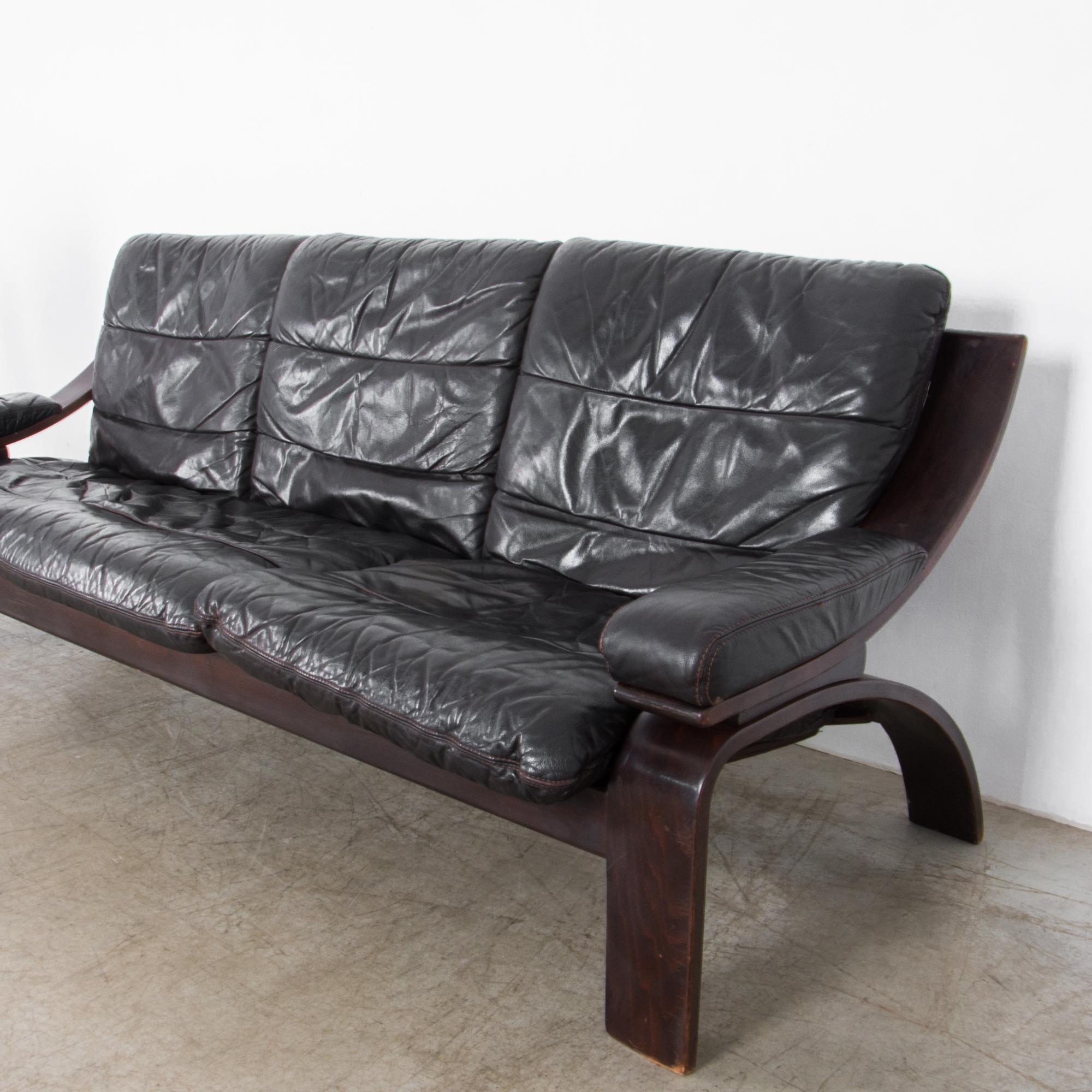 Midcentury Norwegian Leather Sofa and Armchair Set  1