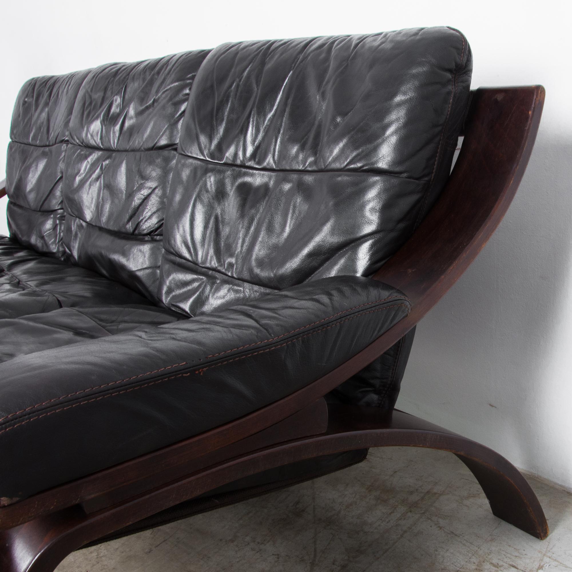 Midcentury Norwegian Leather Sofa and Armchair Set  2