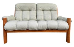 Midcentury Norwegian Modern Ekornes Leather Teak 2 Seater Sofa