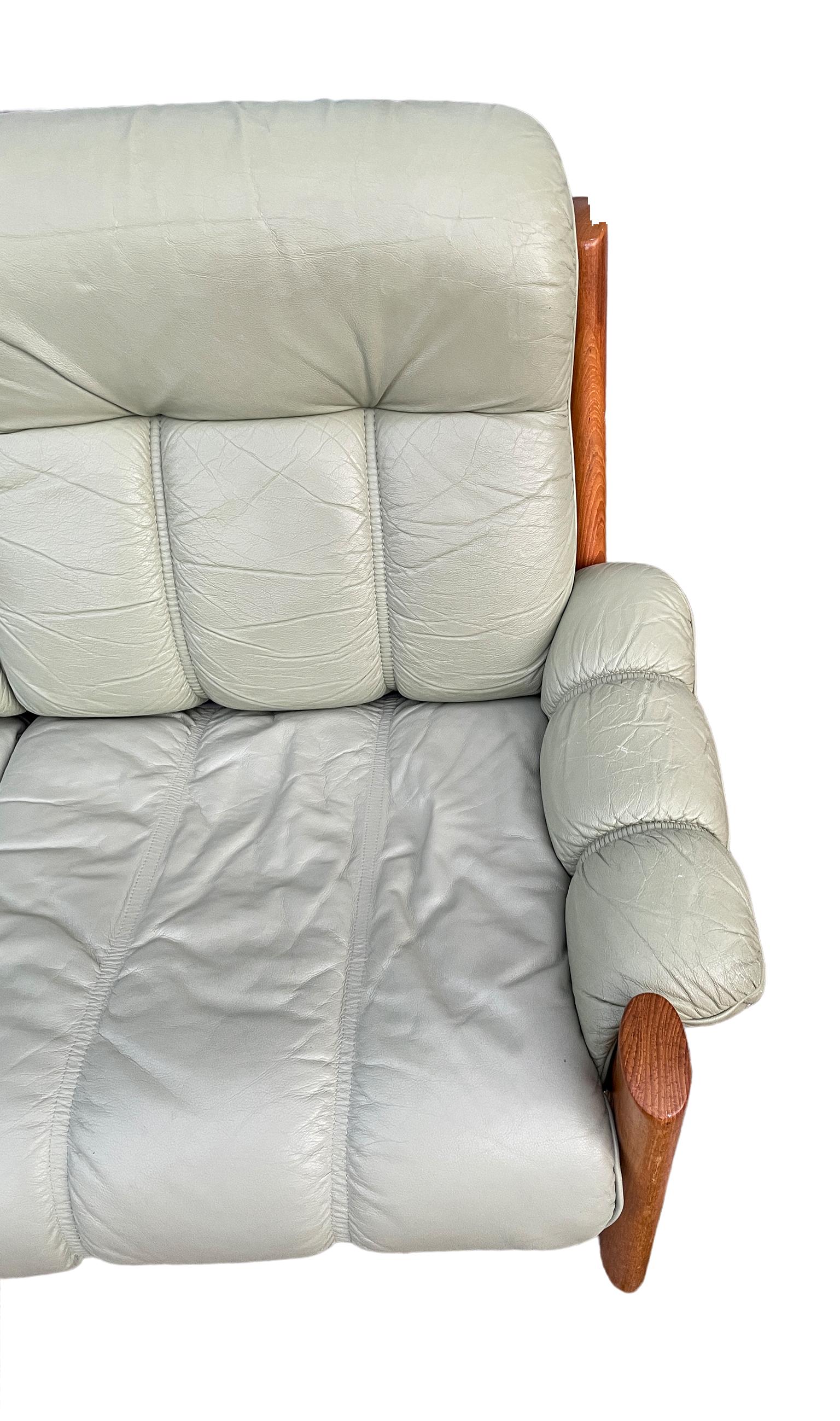 Mid-Century Modern Midcentury Norwegian Modern Ekornes Leather Teak 2 Seater Sofa
