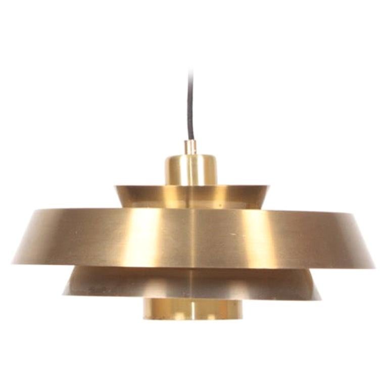 Midcentury "Nova" Pendant in Brass by Jo Hammerborg, 1960s