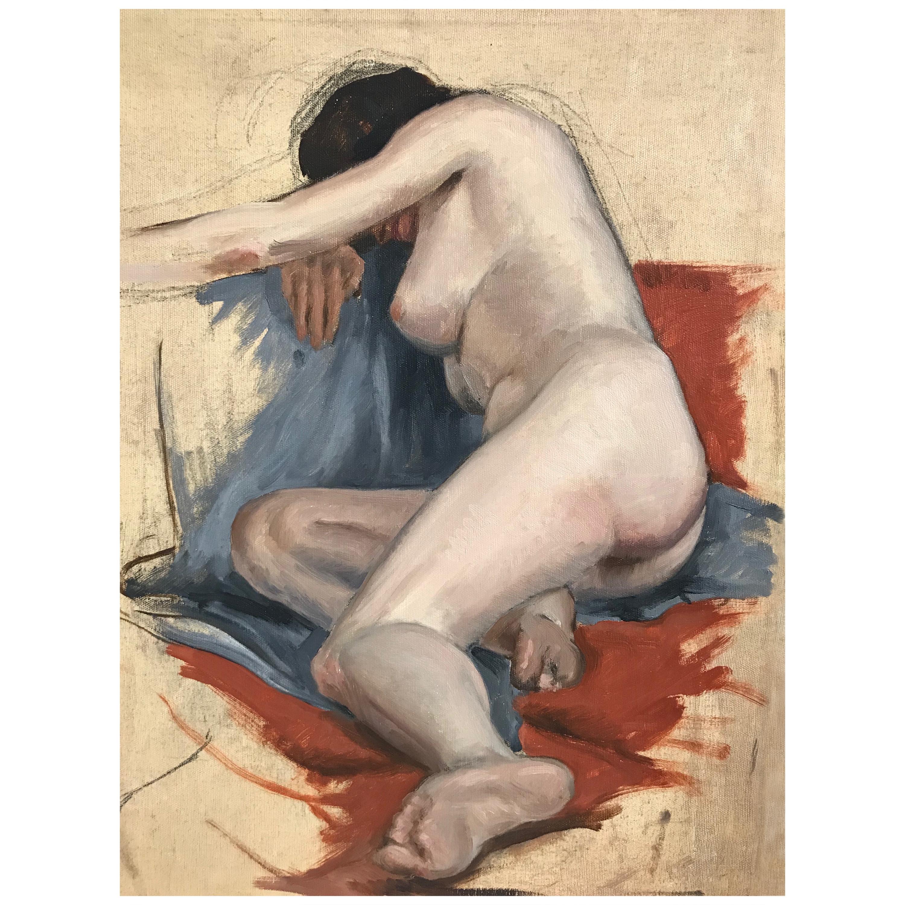 Midcentury Nude Study Painting 1938 For Sale