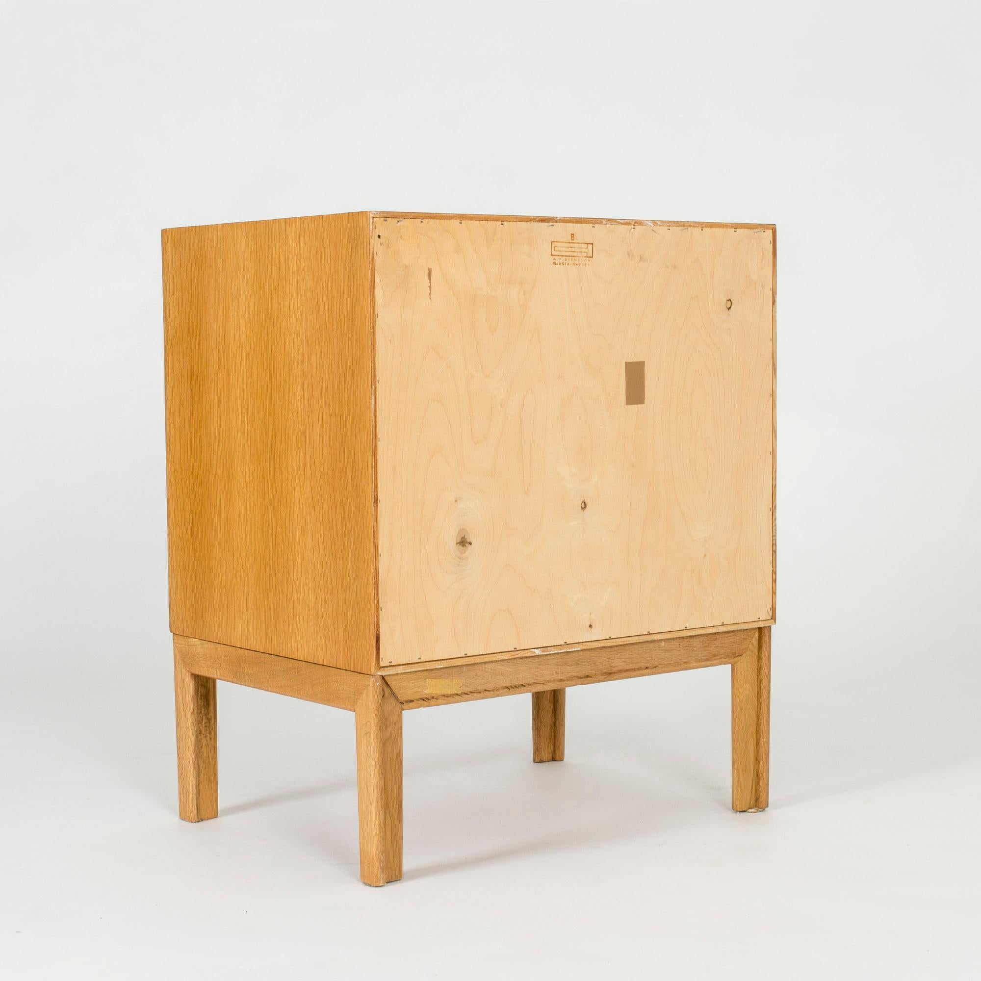 Swedish Midcentury Oak and Rattan Cabinet by Alf Svensson