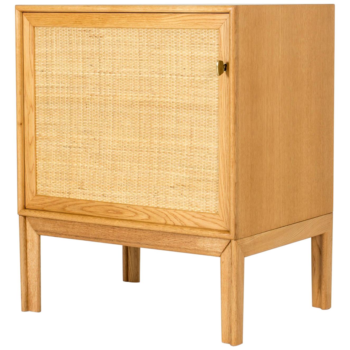 Midcentury Oak and Rattan Cabinet by Alf Svensson